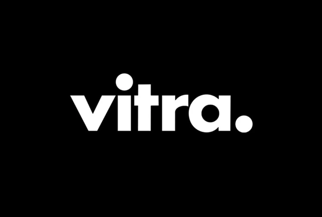 Black background with the white text 'vitra.'