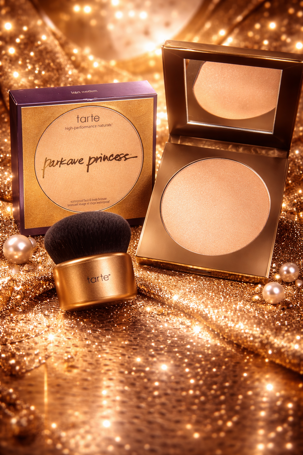 Tarte Parkave. Princess Face and Body Bronzer/Contour and Tarte Kabuki Brush