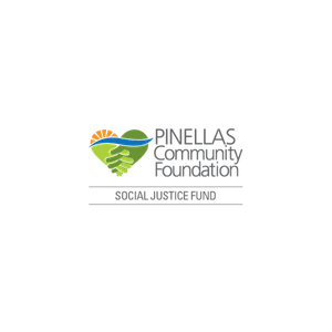 Logo of Pinellas Community Foundation with a colorful heart and text 'Pinellas Community Foundation' and slogan 'Soil Justice Fund'.