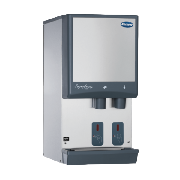 A Fount automatic hand sanitizer dispenser with a touchscreen interface and two nozzles for dispensing sanitizer.