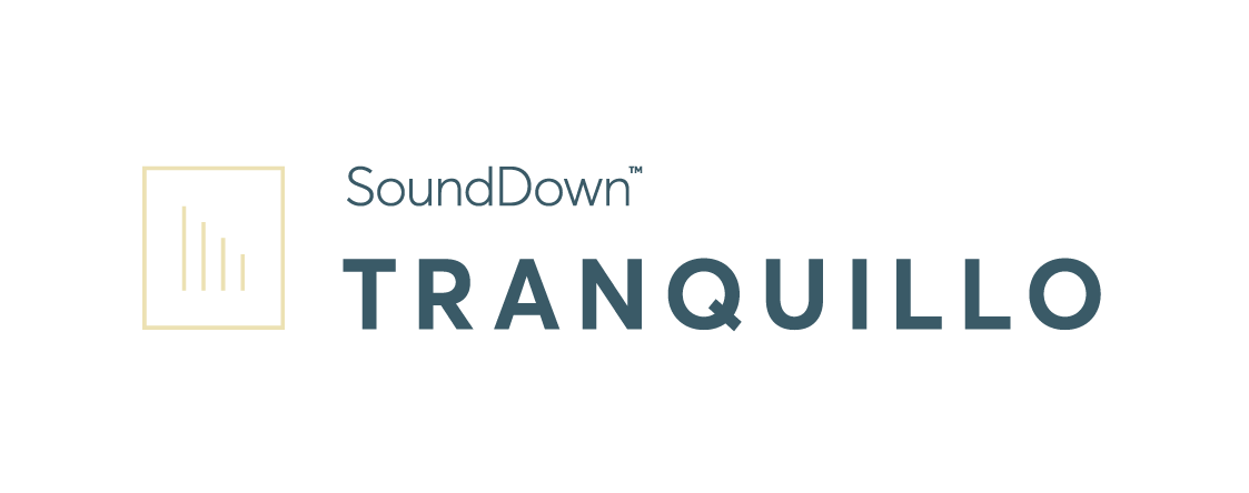 SoundDown Tranquillo logo with a stylized sound wave icon inside a square.