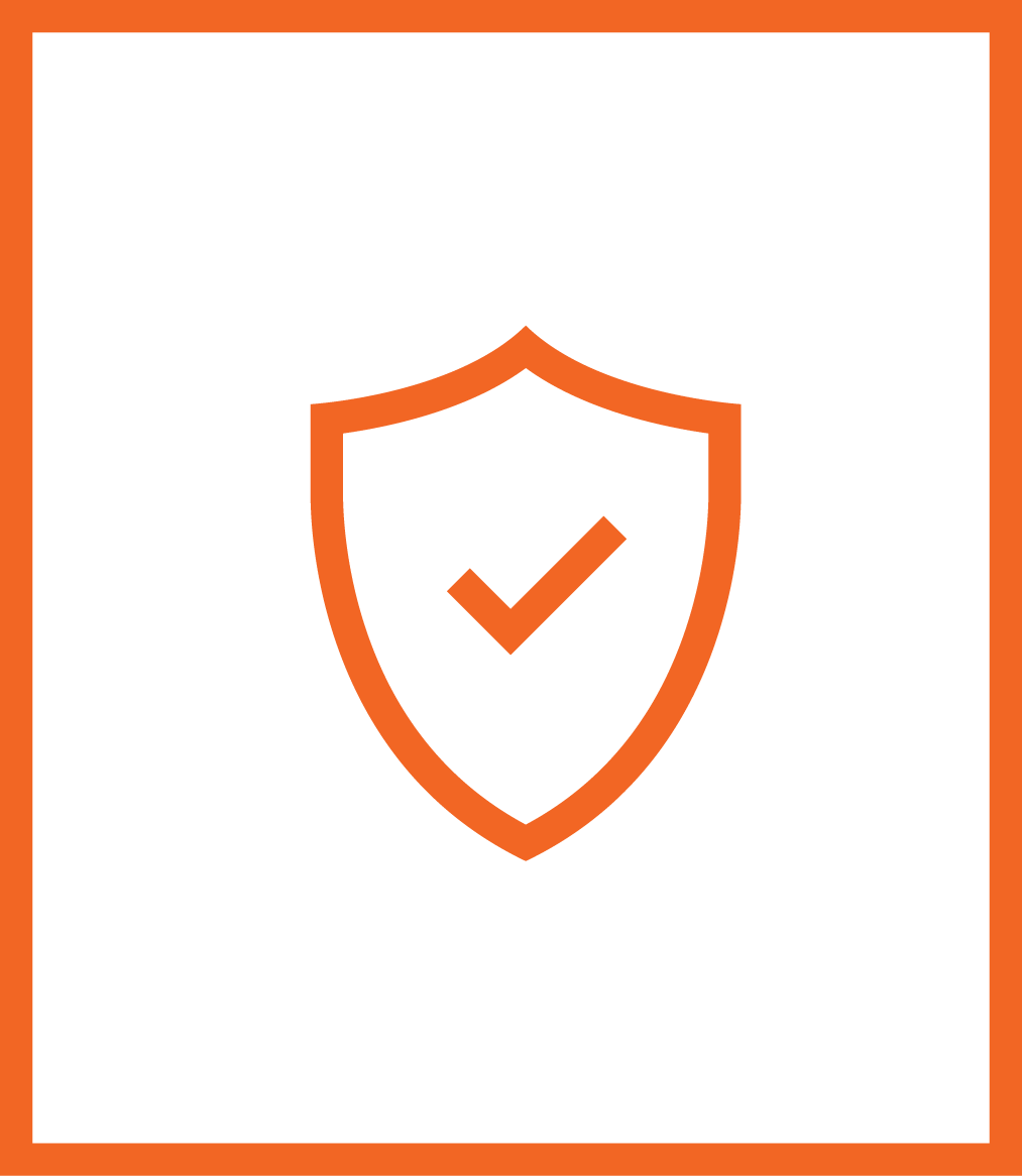 Security shield with a checkmark in the center, symbolizing protection or security.