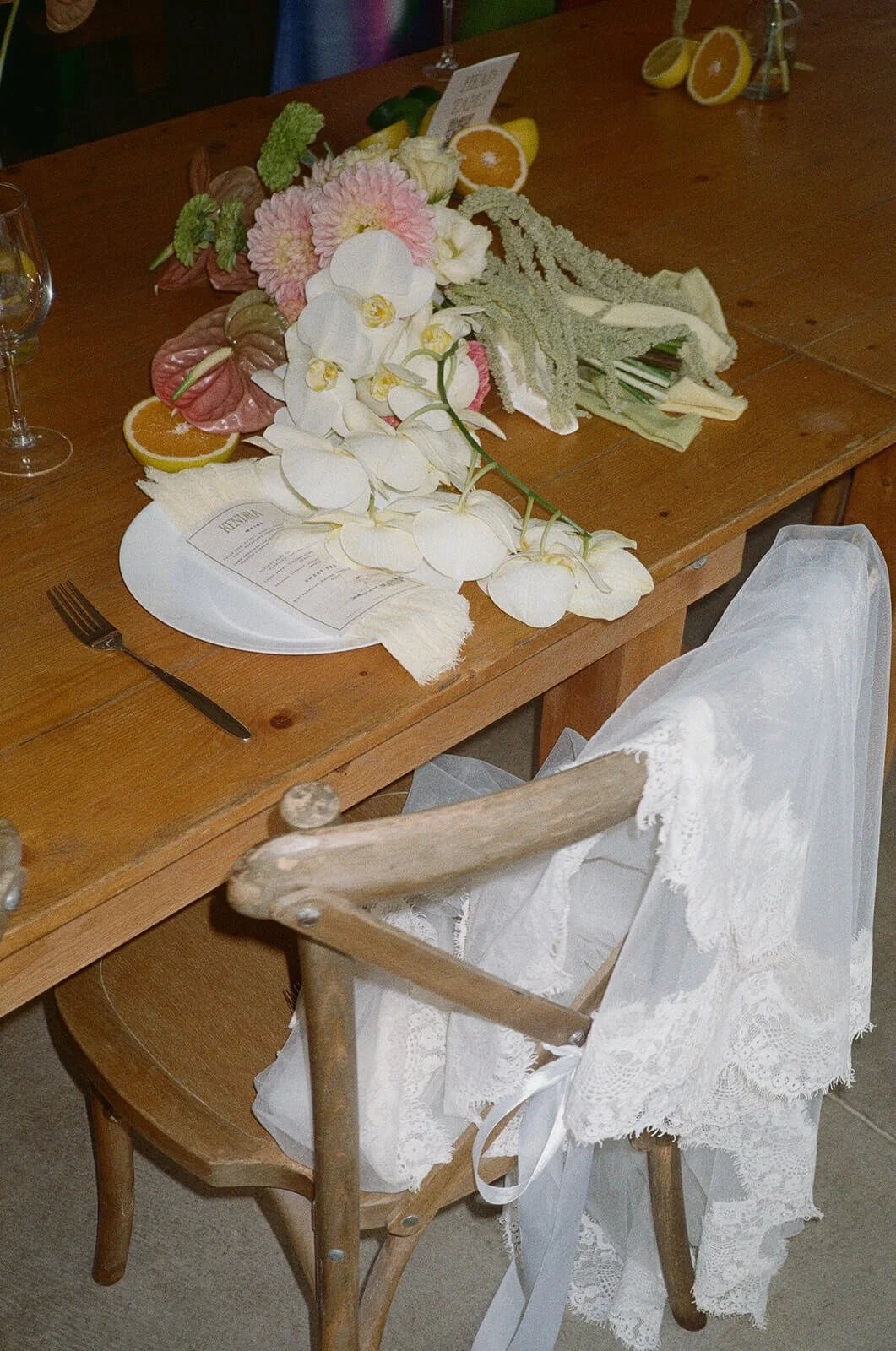 Wedding reception details on film photography