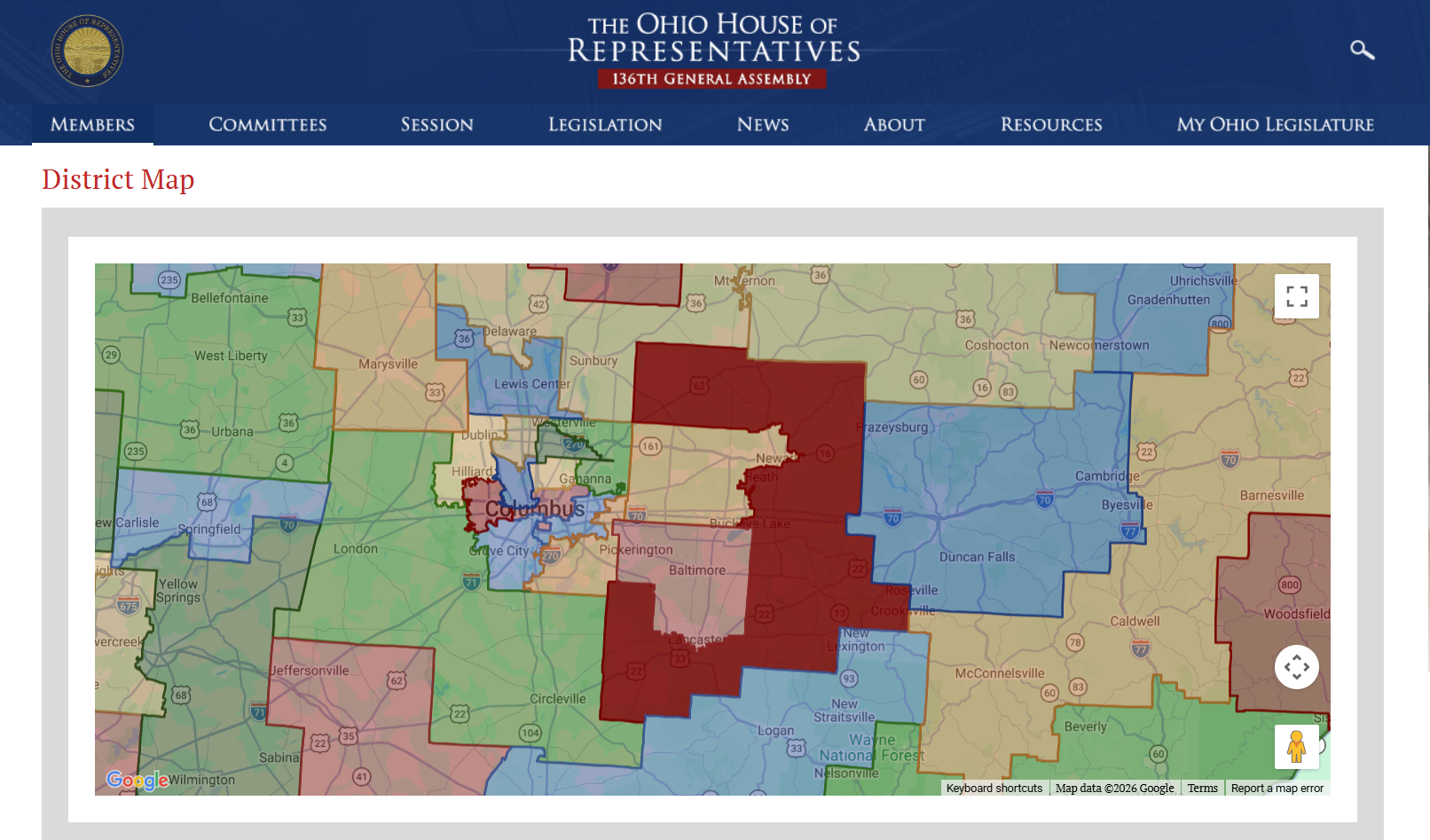 Ohio House of Representatives, House District 69, in Dark Red