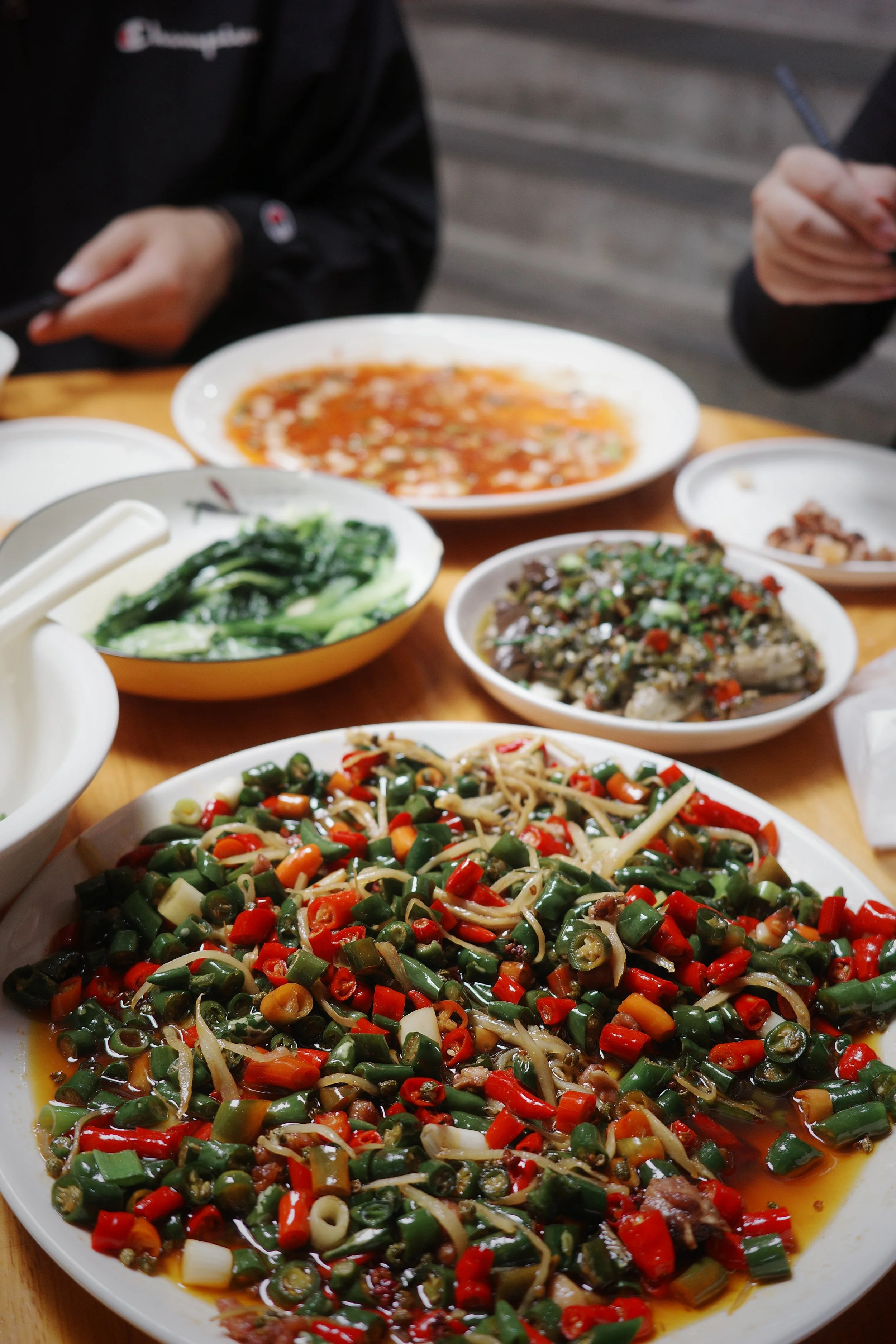 Chongqing local dishes full of chili peppers in authentic restaurants