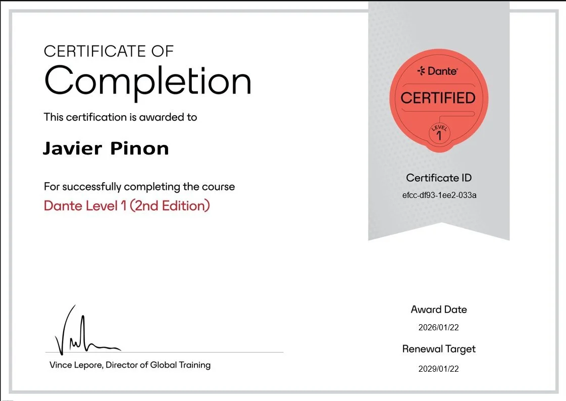 Dante Level 1 Certification