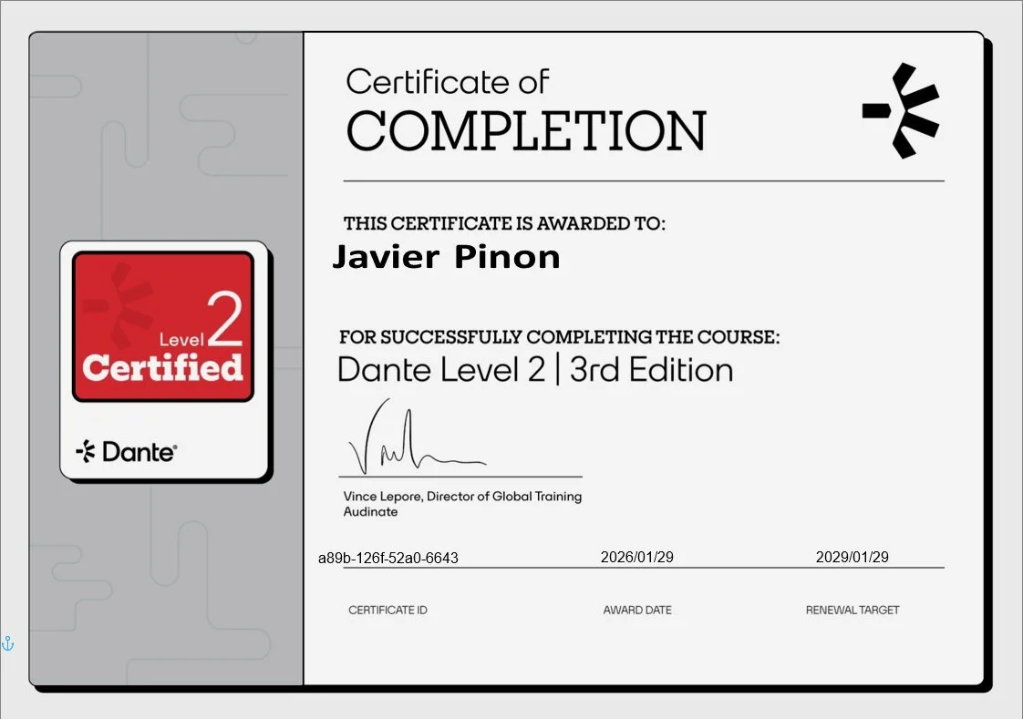 Dante Level 2 Certification
