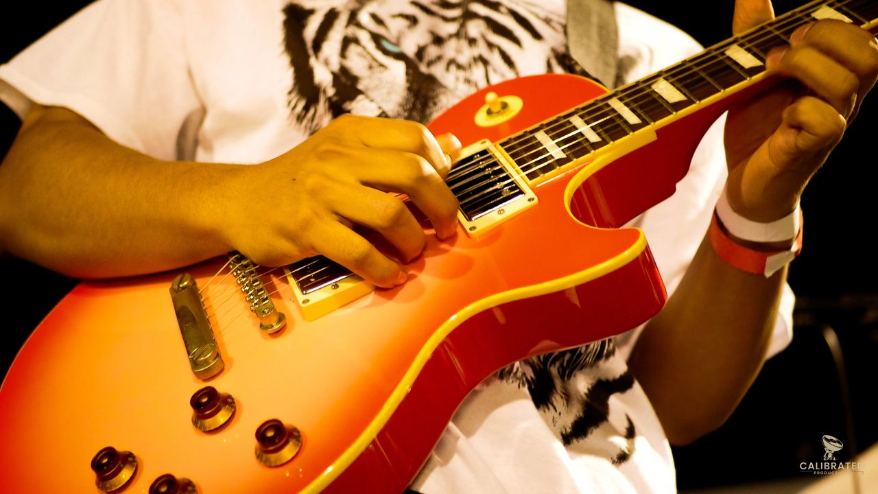 Close up shot of a guitar