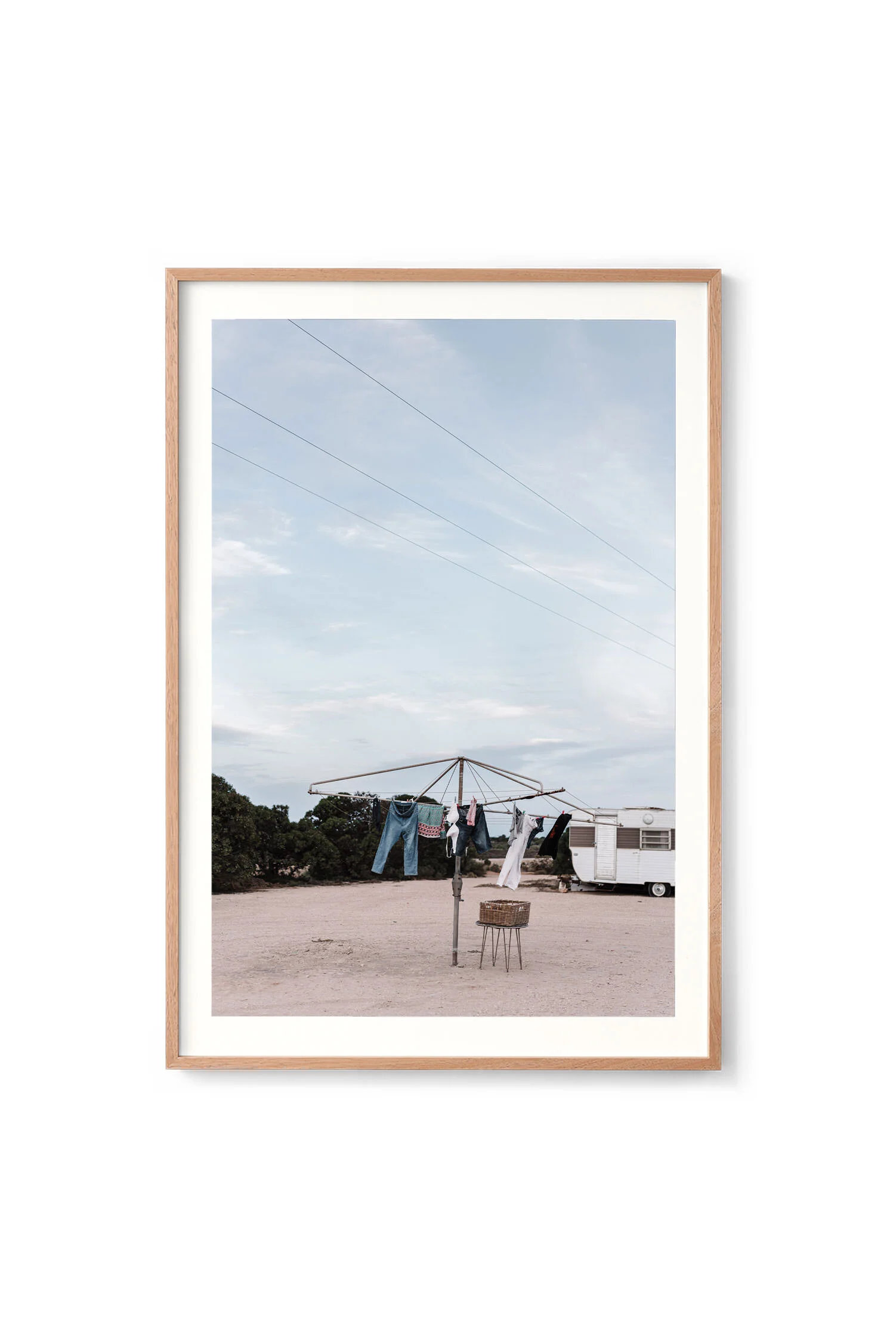 Out to Dry print in an oak frame