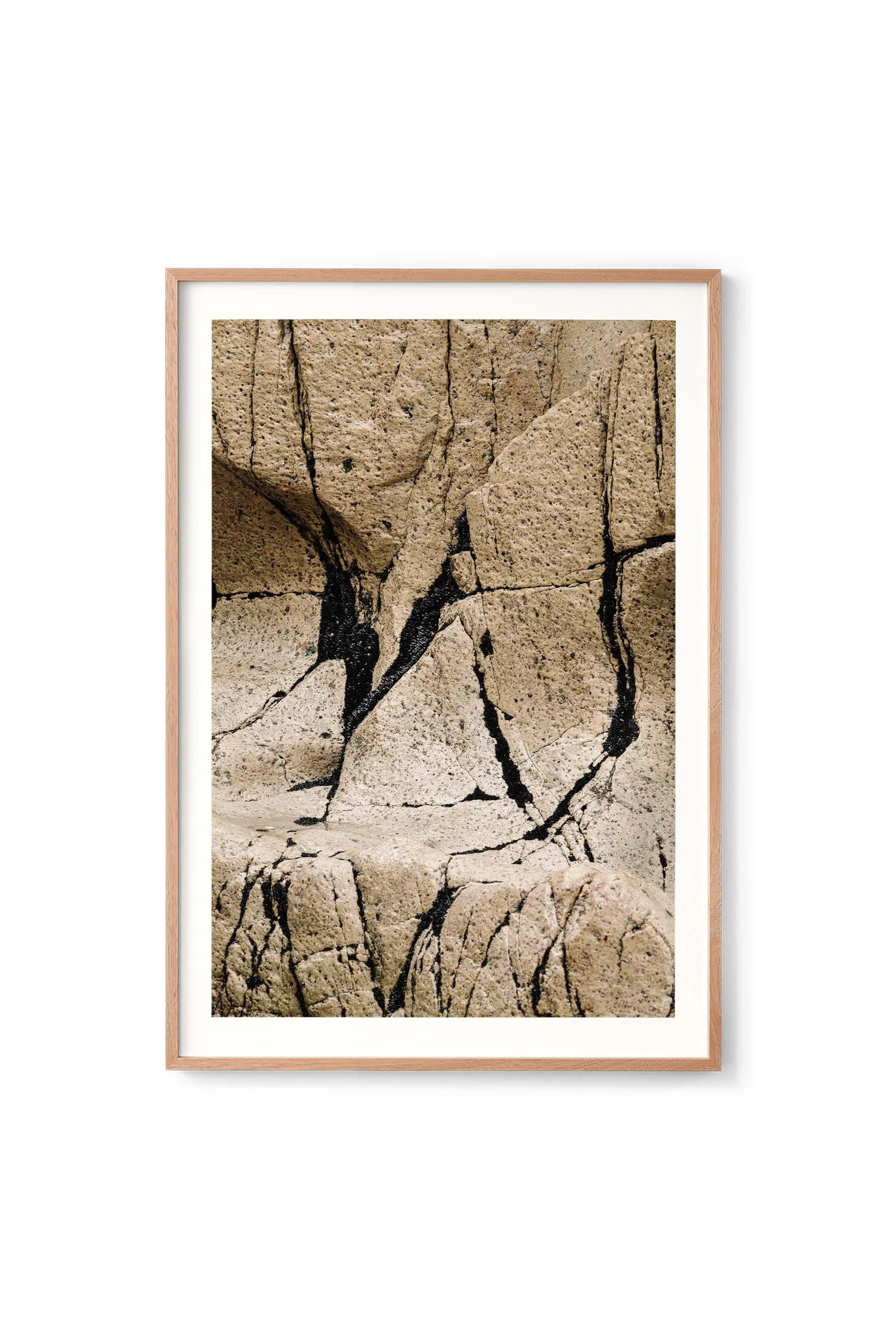 Streaks of Black, Whisky Bay print in an oak frame