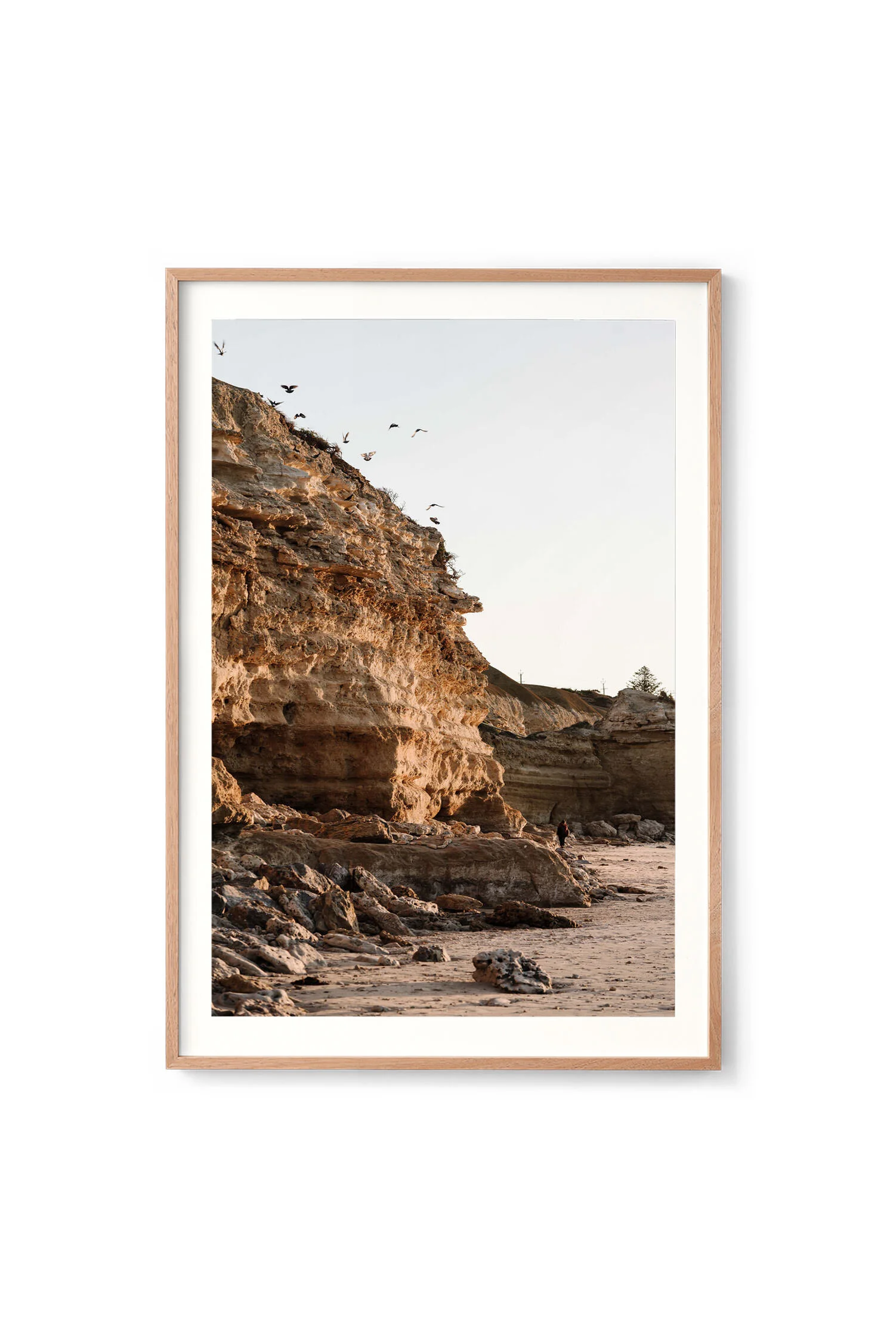 Cliffside, Port Willunga print in an oak frame