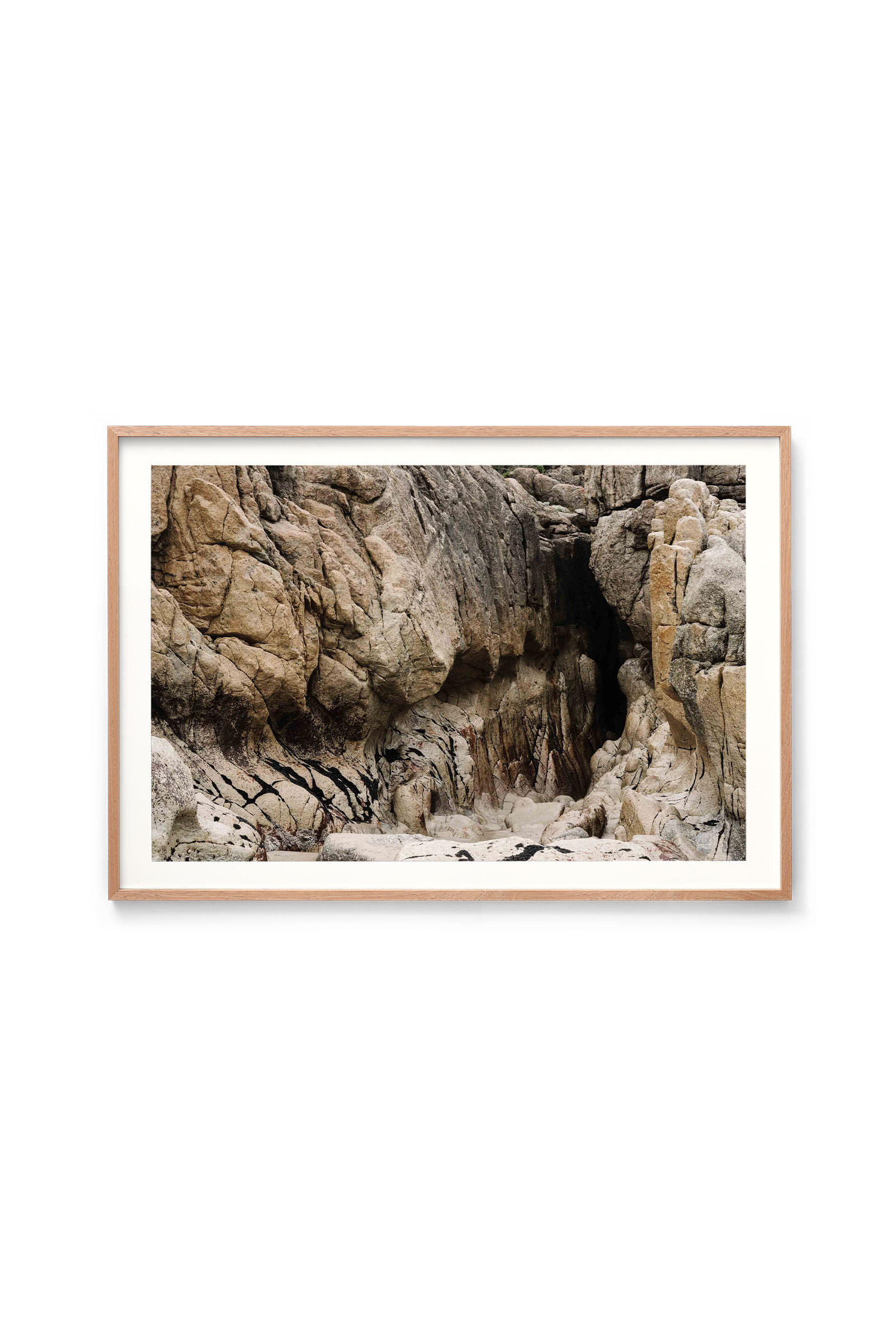 Into the Cavern print in an oak frame, landscape orientation