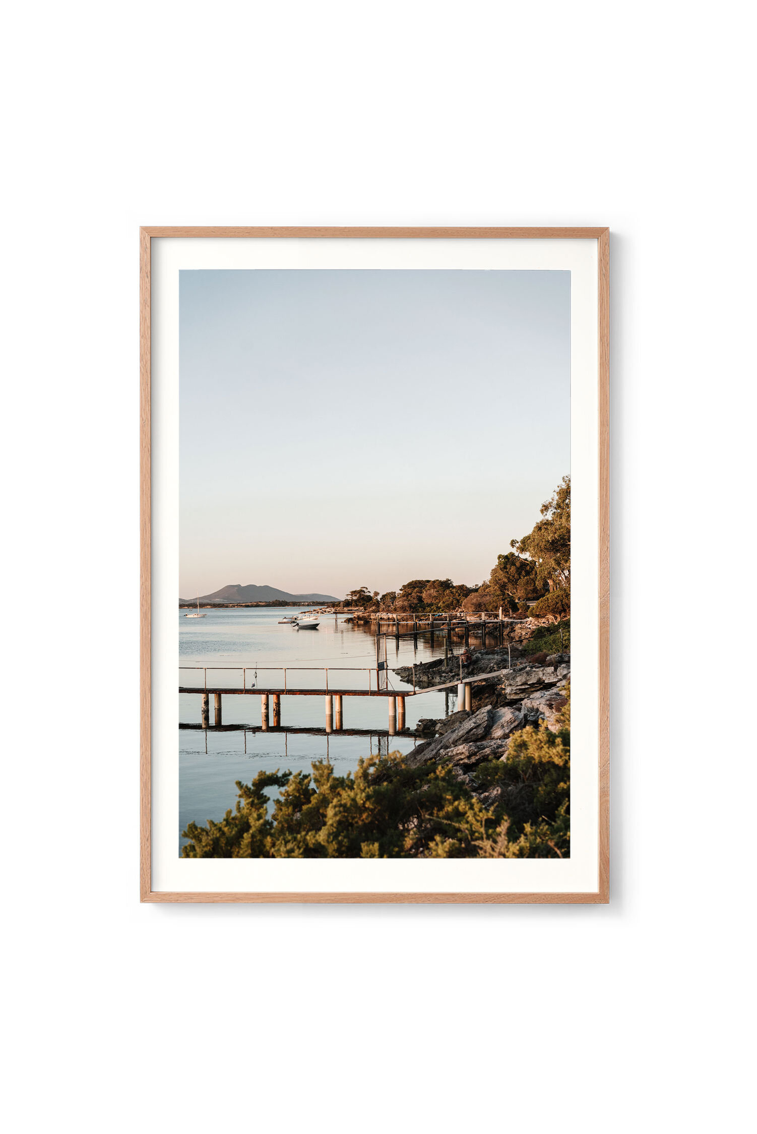 Still as Glass, Coffin Bay print in an oak frame