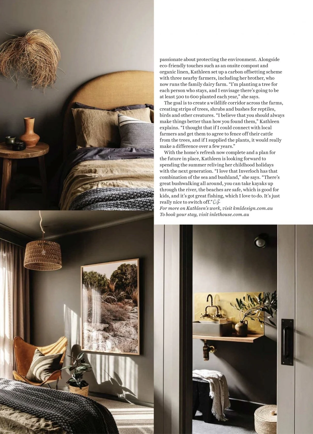 Country Style magazine pages featuring the Coffin Bay print in styled rooms