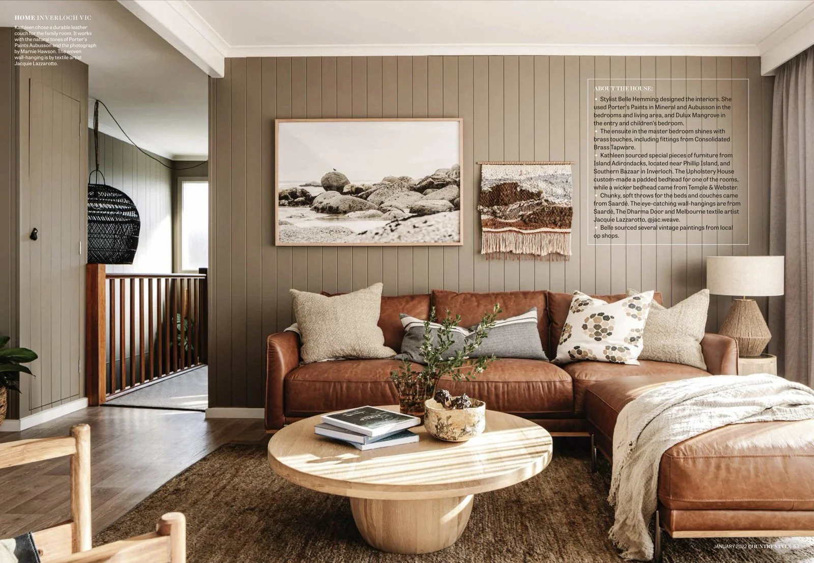 Country Style magazine page showing the Oystercatcher print in a living room