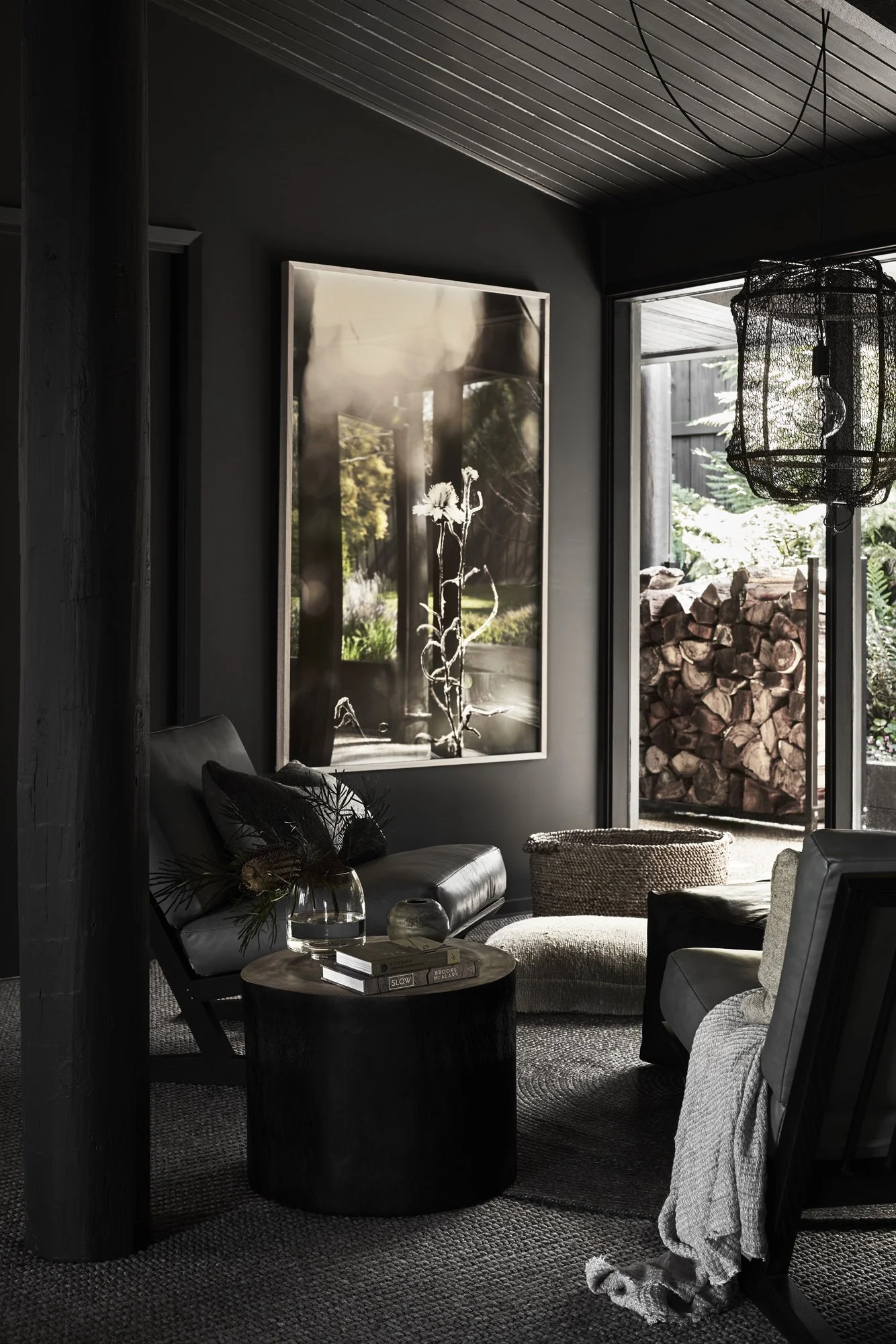 Aldinga Scrubland print in a dark living room