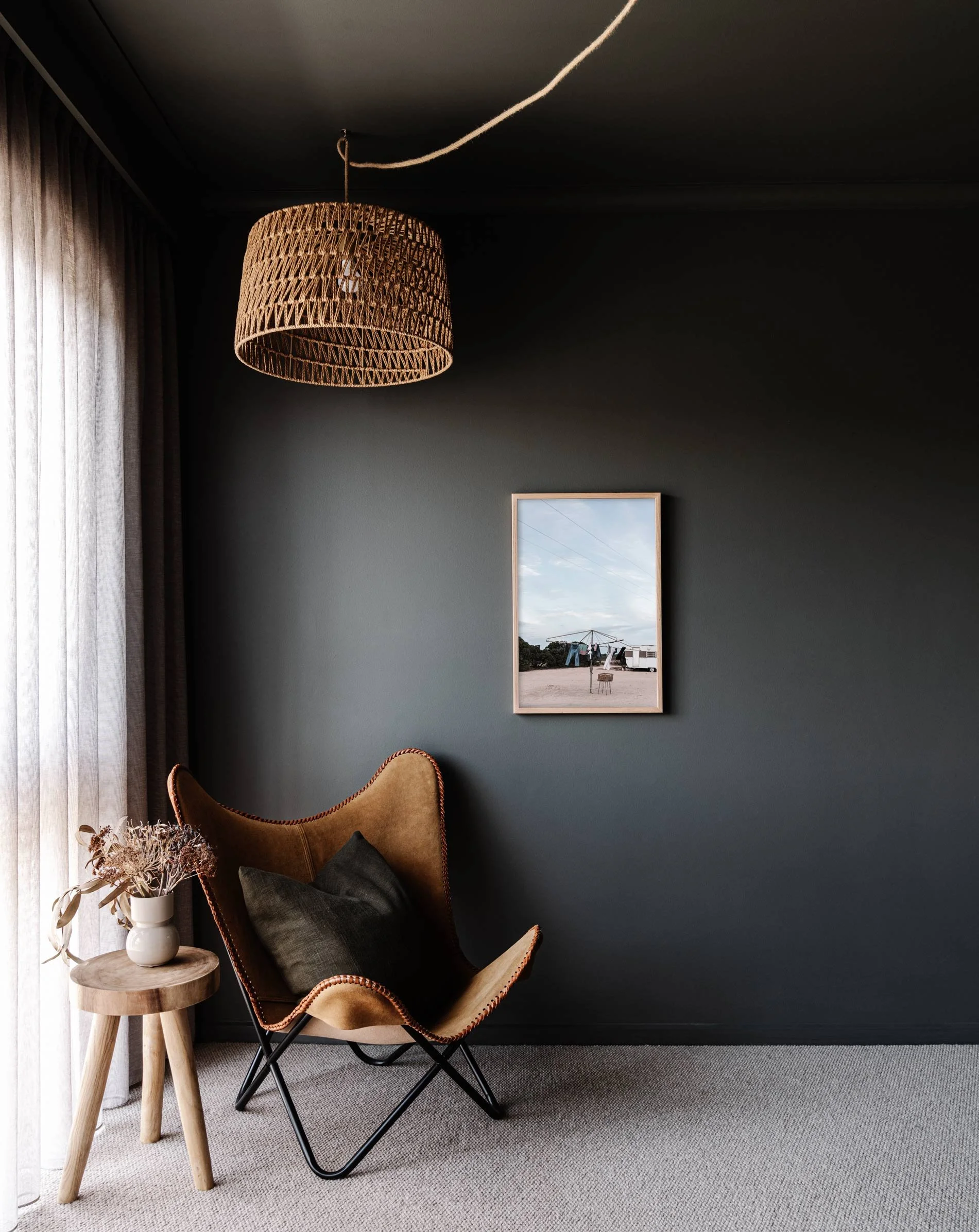 Framed wall print of a hills hoist in Lucky Bay, South Australia by Marnie Hawson