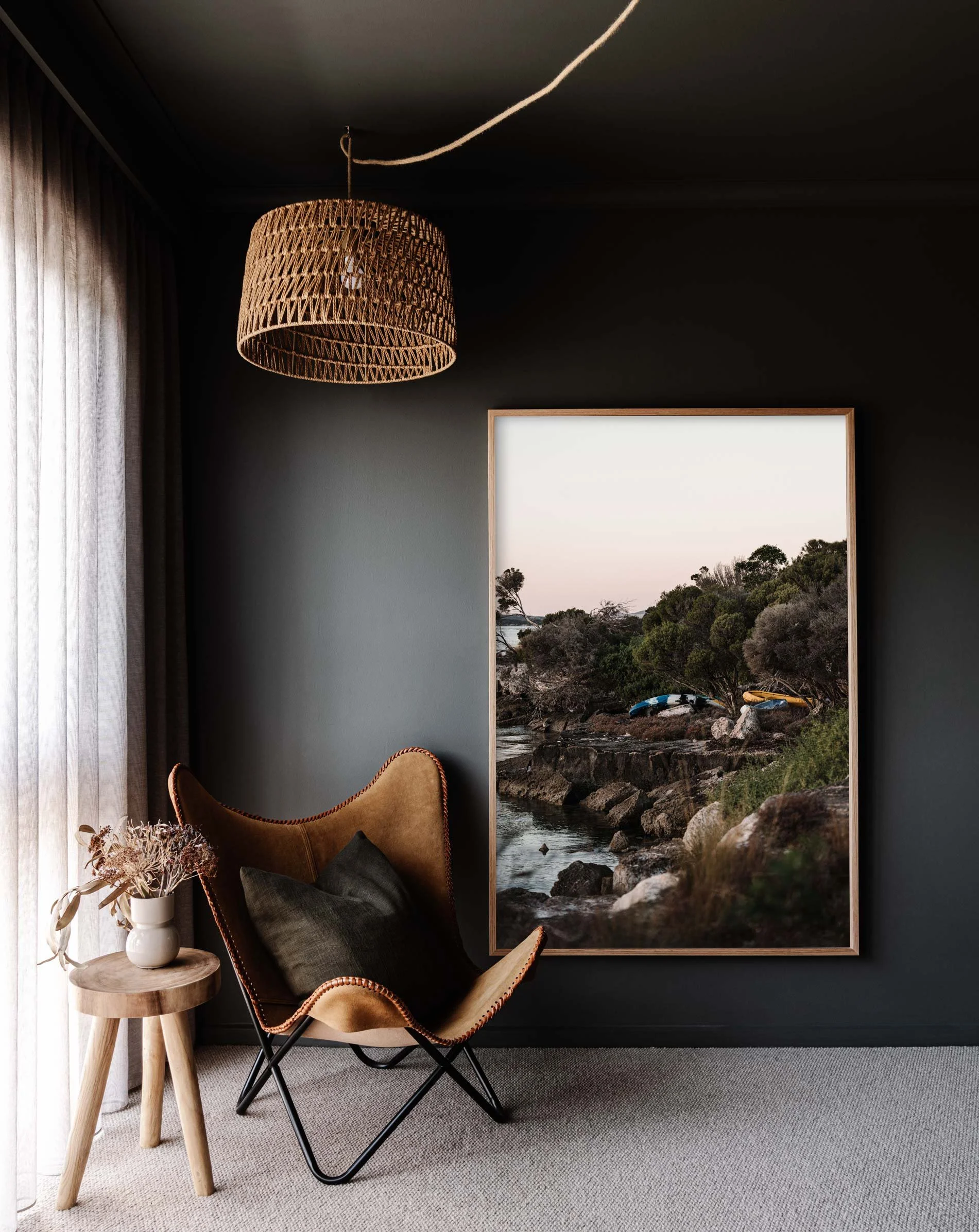 Framed wall print of kayaks in Coffin Bay by Marnie Hawson