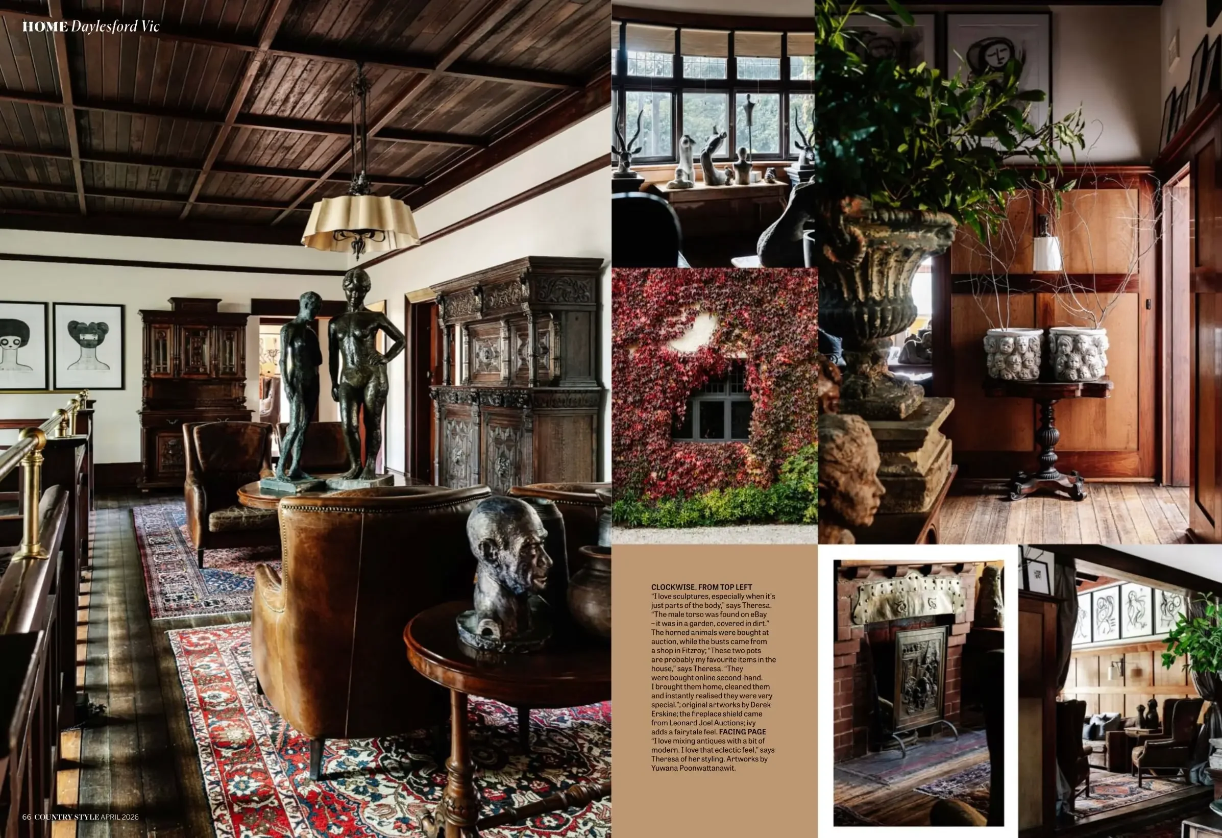 Country Style spread showing Wombat Park living rooms