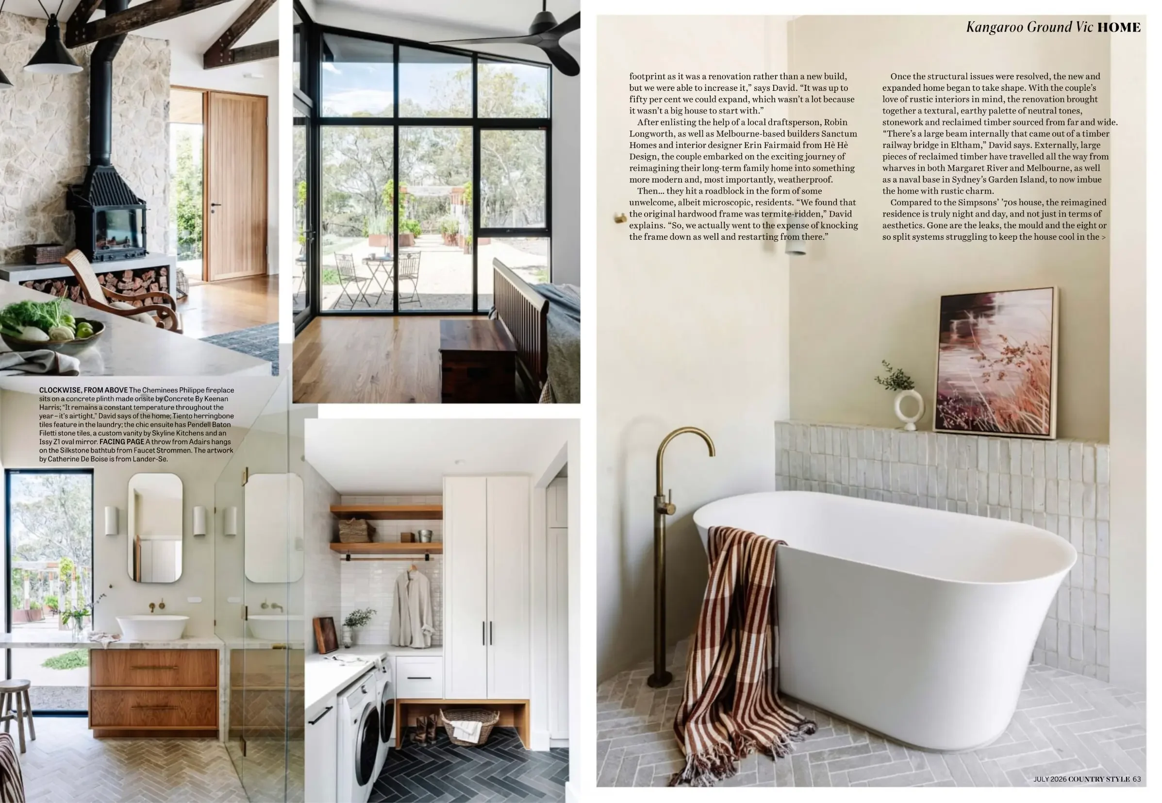 Country Style spread showing the Kangaroo Ground bathroom and interiors
