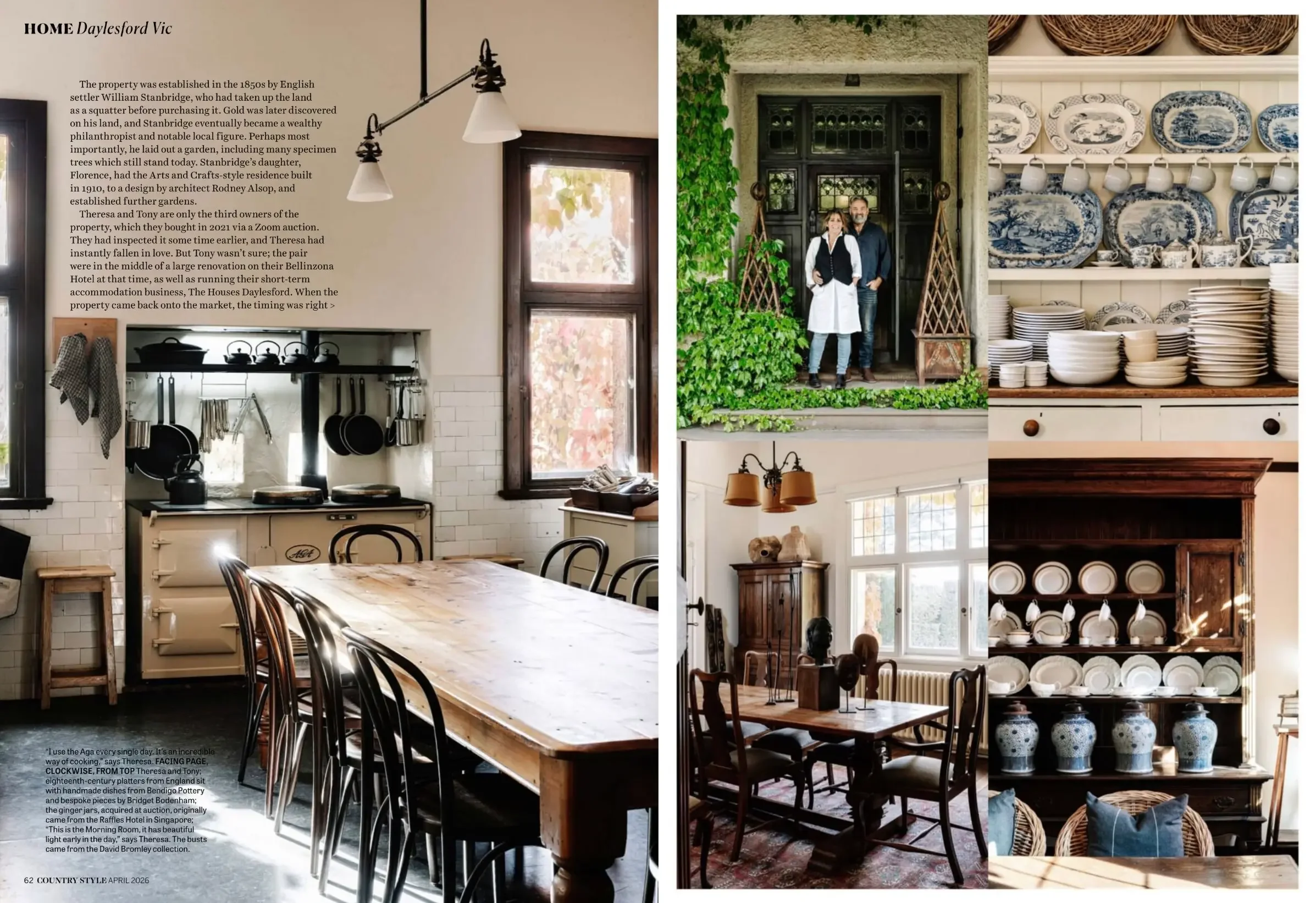 Country Style spread showing the Wombat Park dining room and dresser
