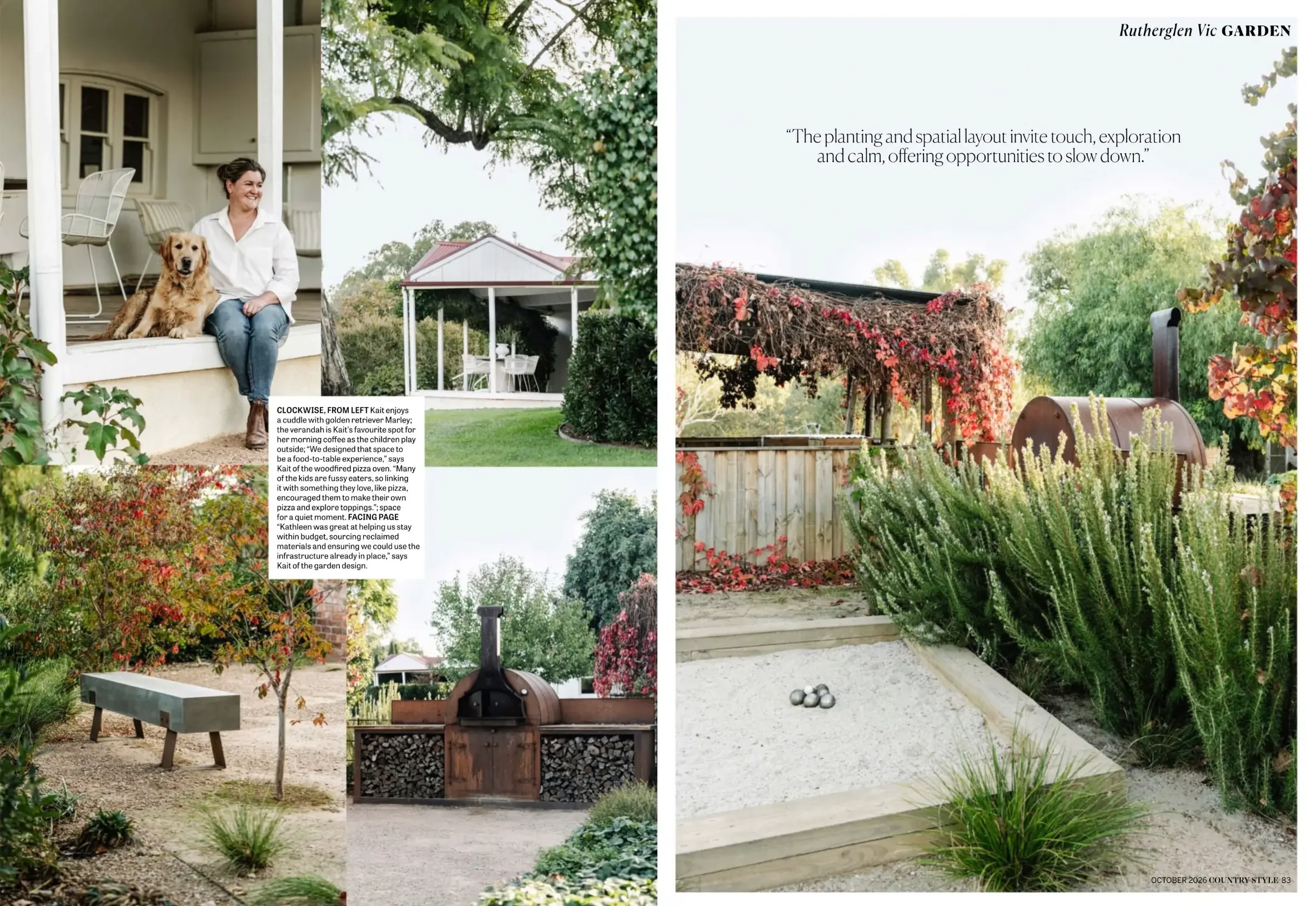Country Style spread showing Quondong garden seating and paths