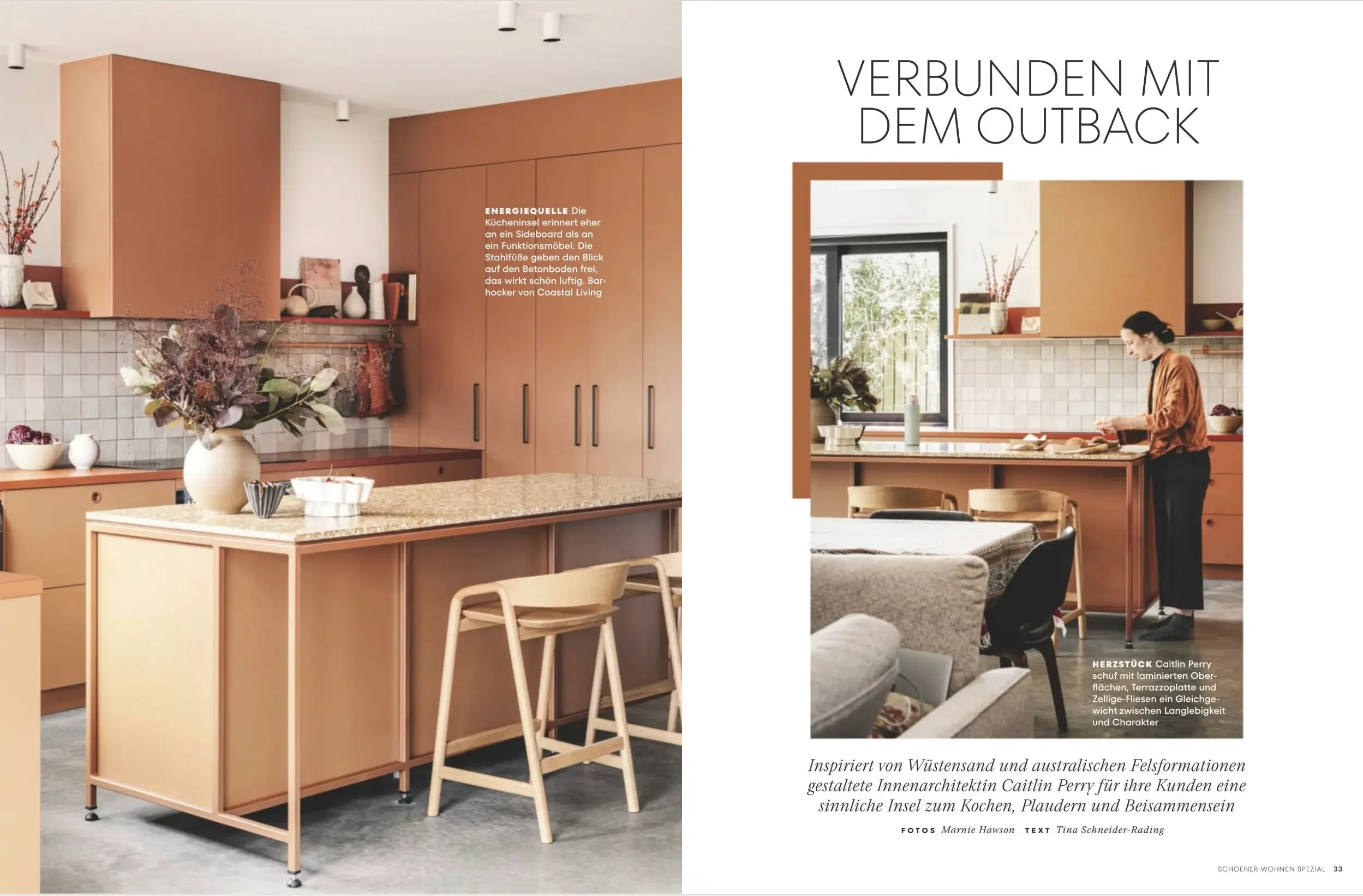 Schöner Wohnen kitchen special spread titled Verbunden mit dem Outback