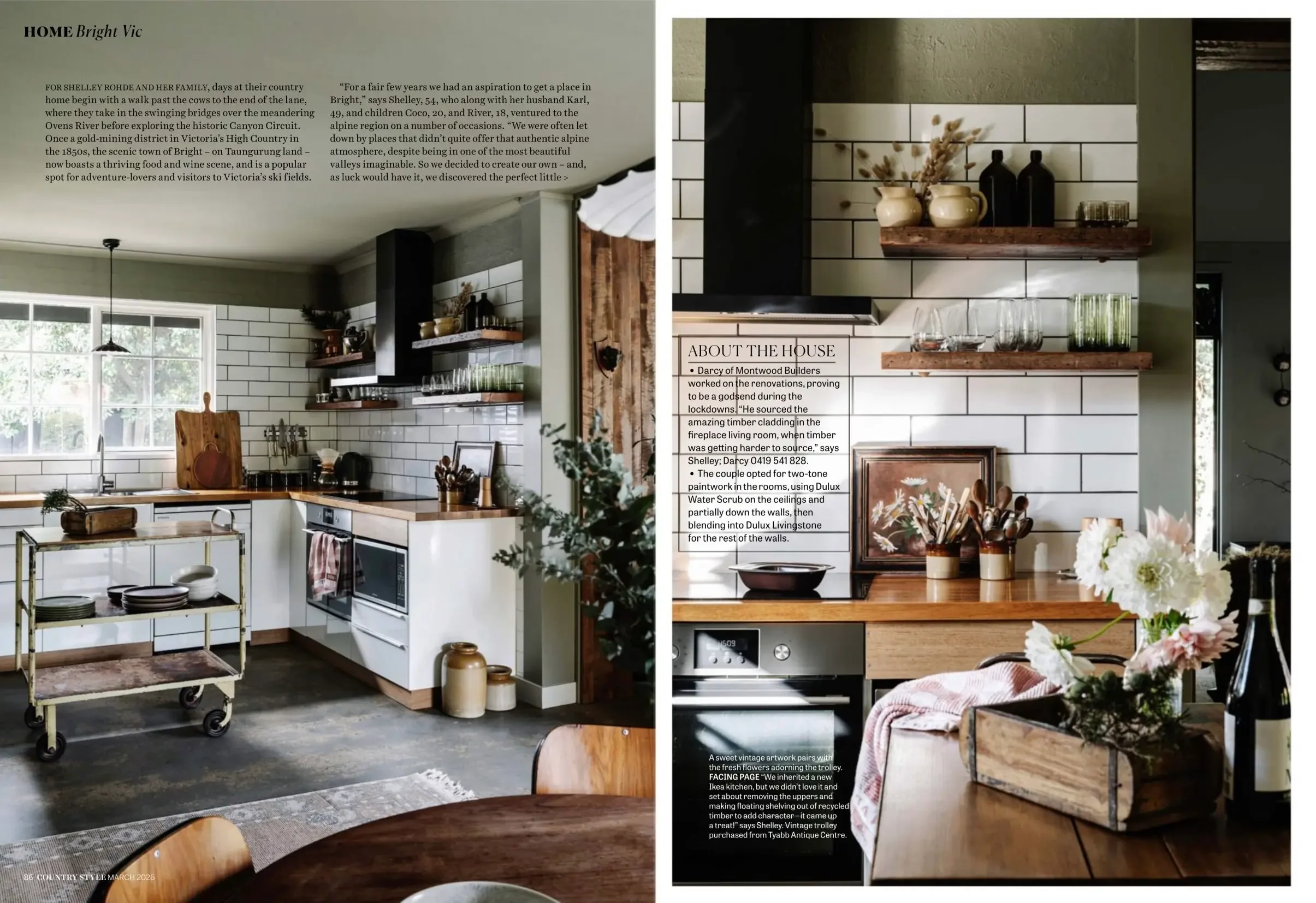 Country Style spread showing the Black and Bright kitchen