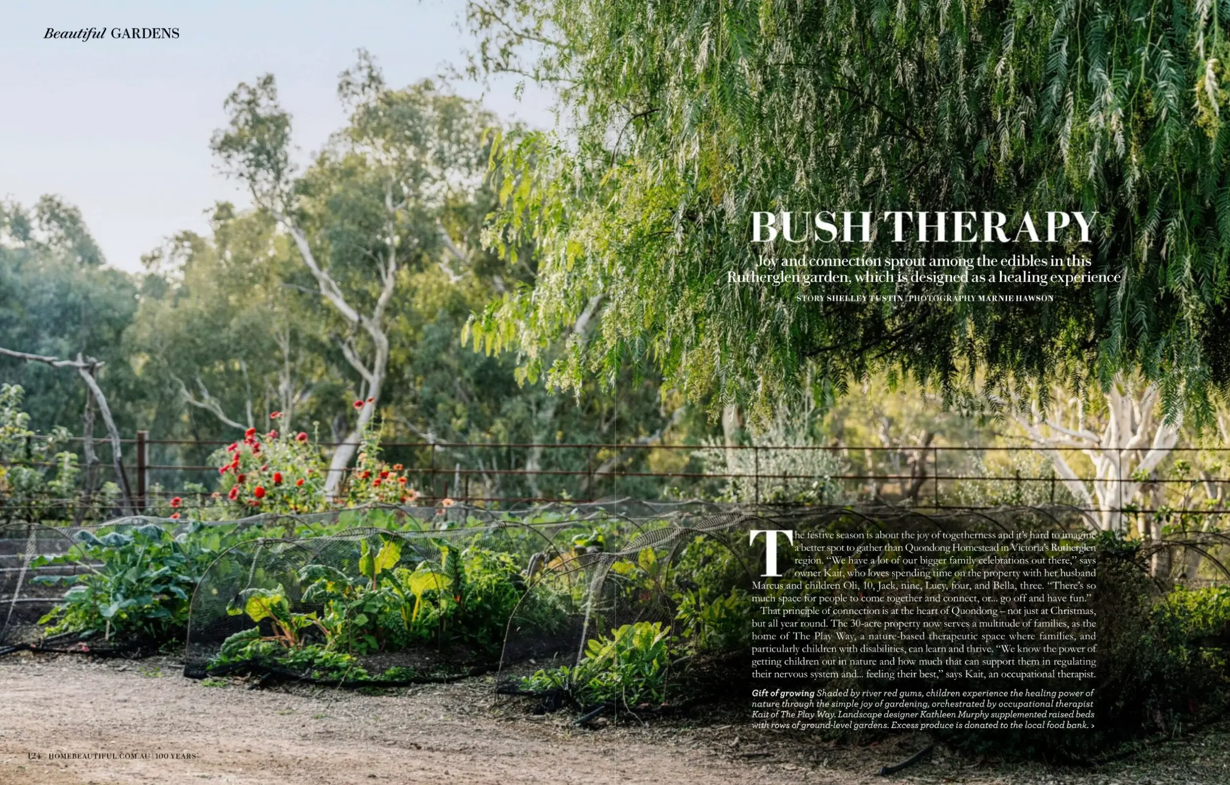 Home Beautiful spread titled Bush Therapy on the Quondong garden