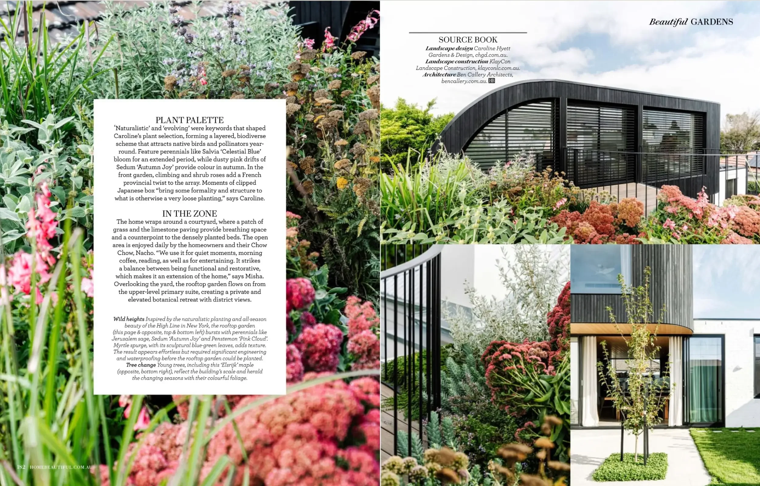 Home Beautiful spread showing Curvy Cottage planting and curved roof