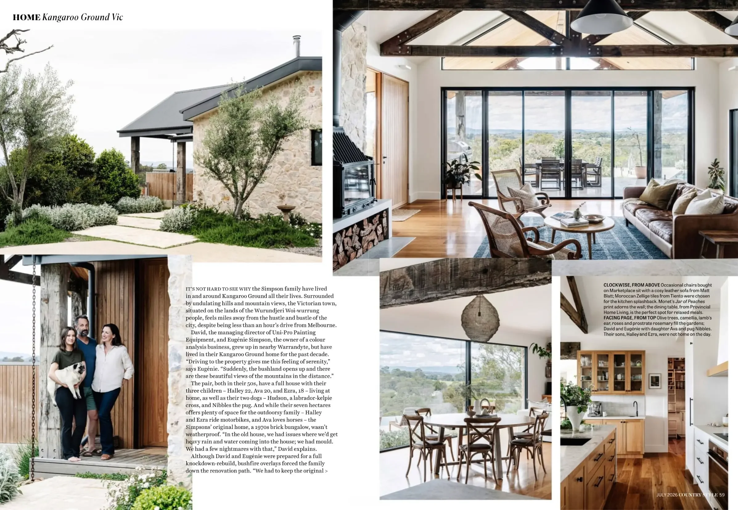 Country Style spread showing the Kangaroo Ground home's entry and living room