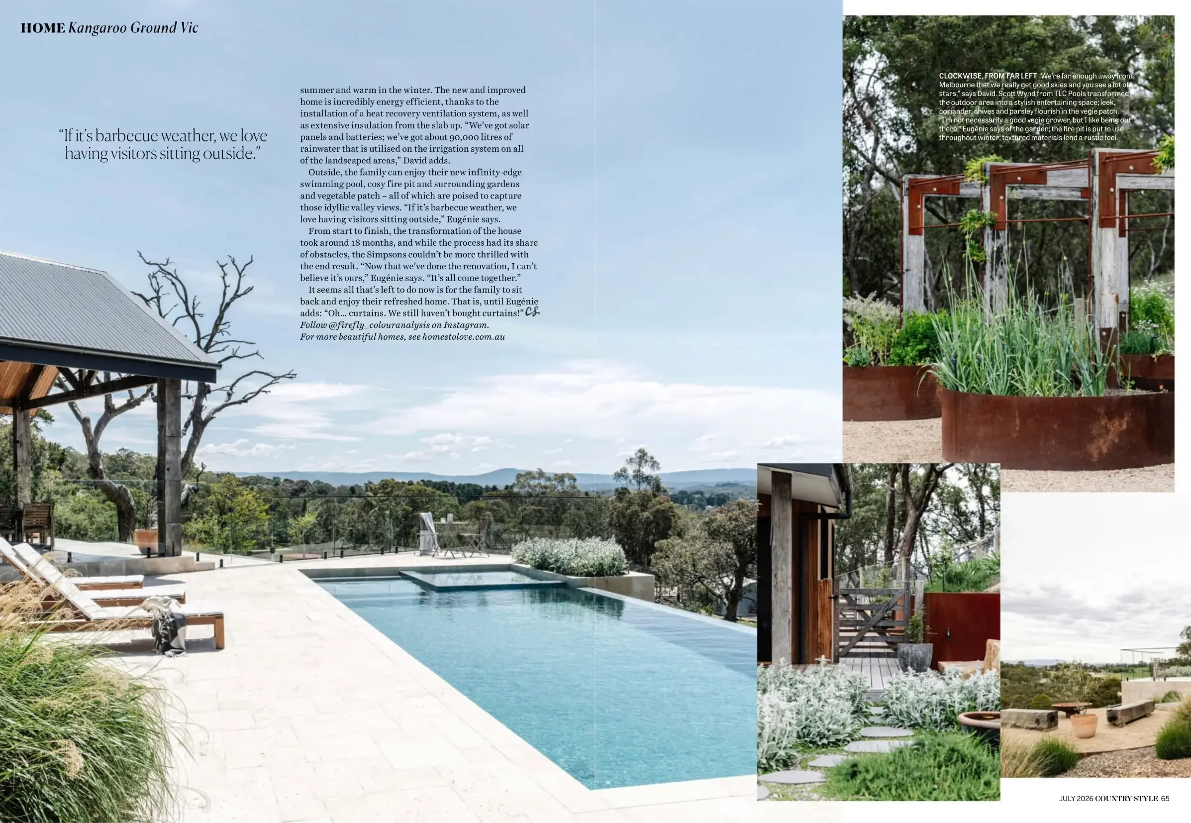 Country Style spread showing the Kangaroo Ground pool and garden