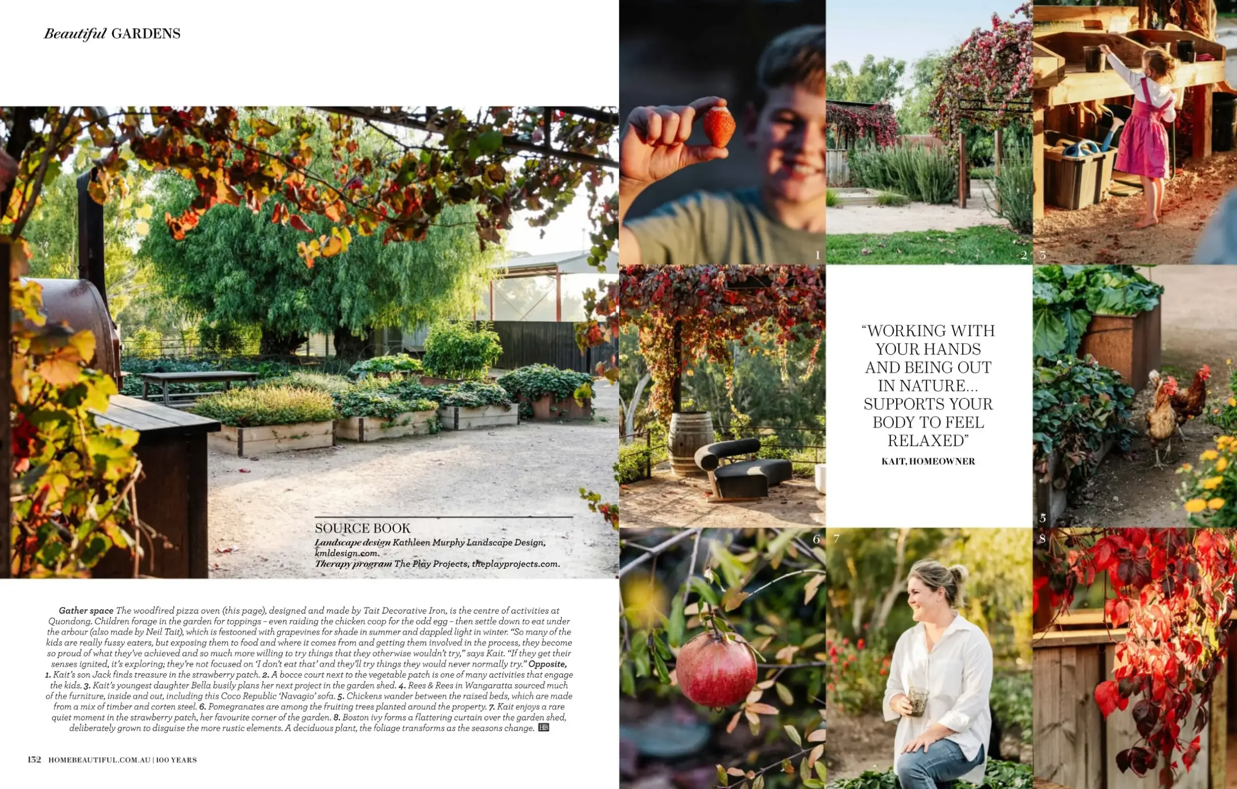 Home Beautiful spread showing autumn colour and the owner at Quondong