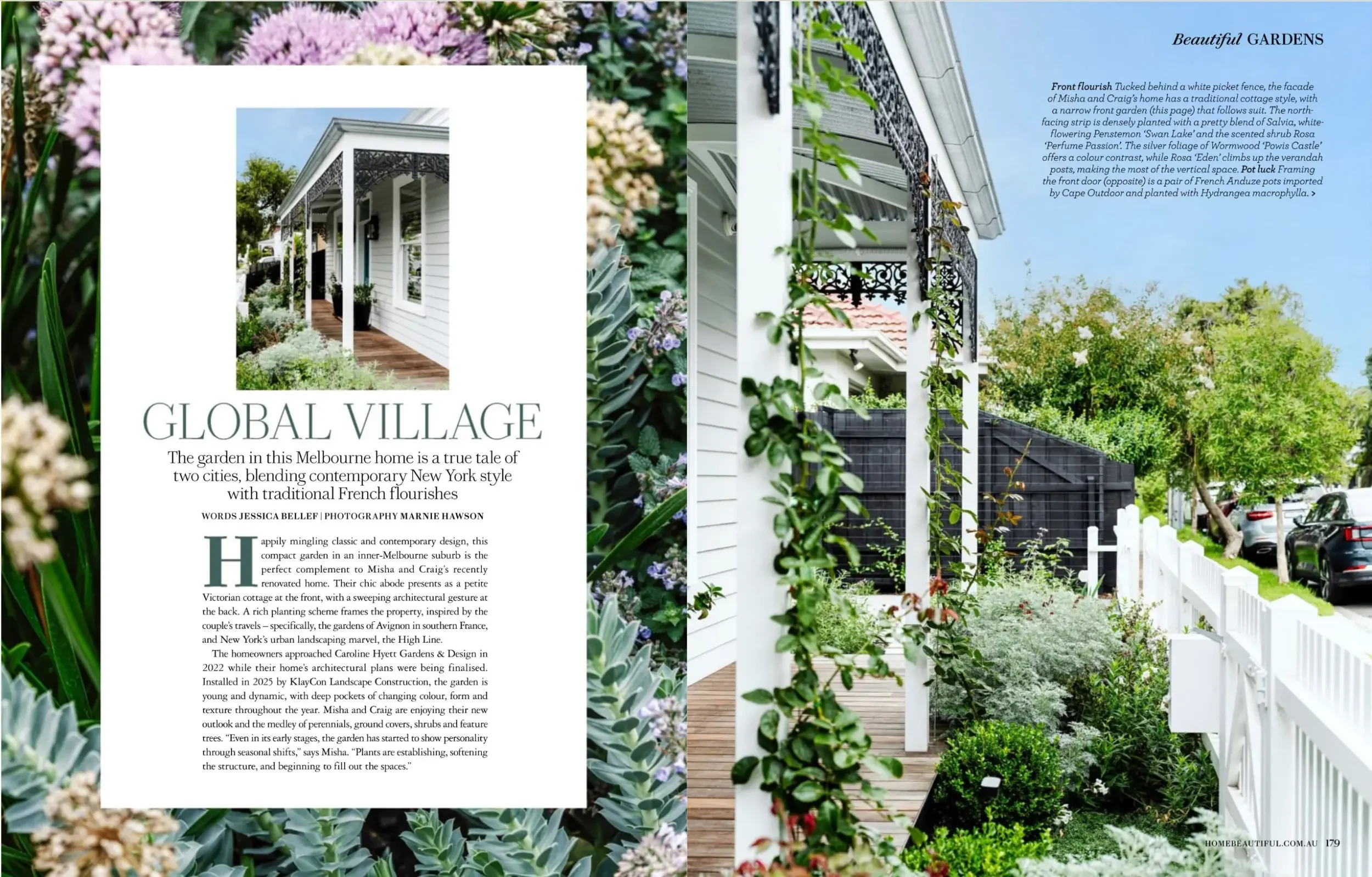 Home Beautiful spread titled Global Village on the Curvy Cottage garden