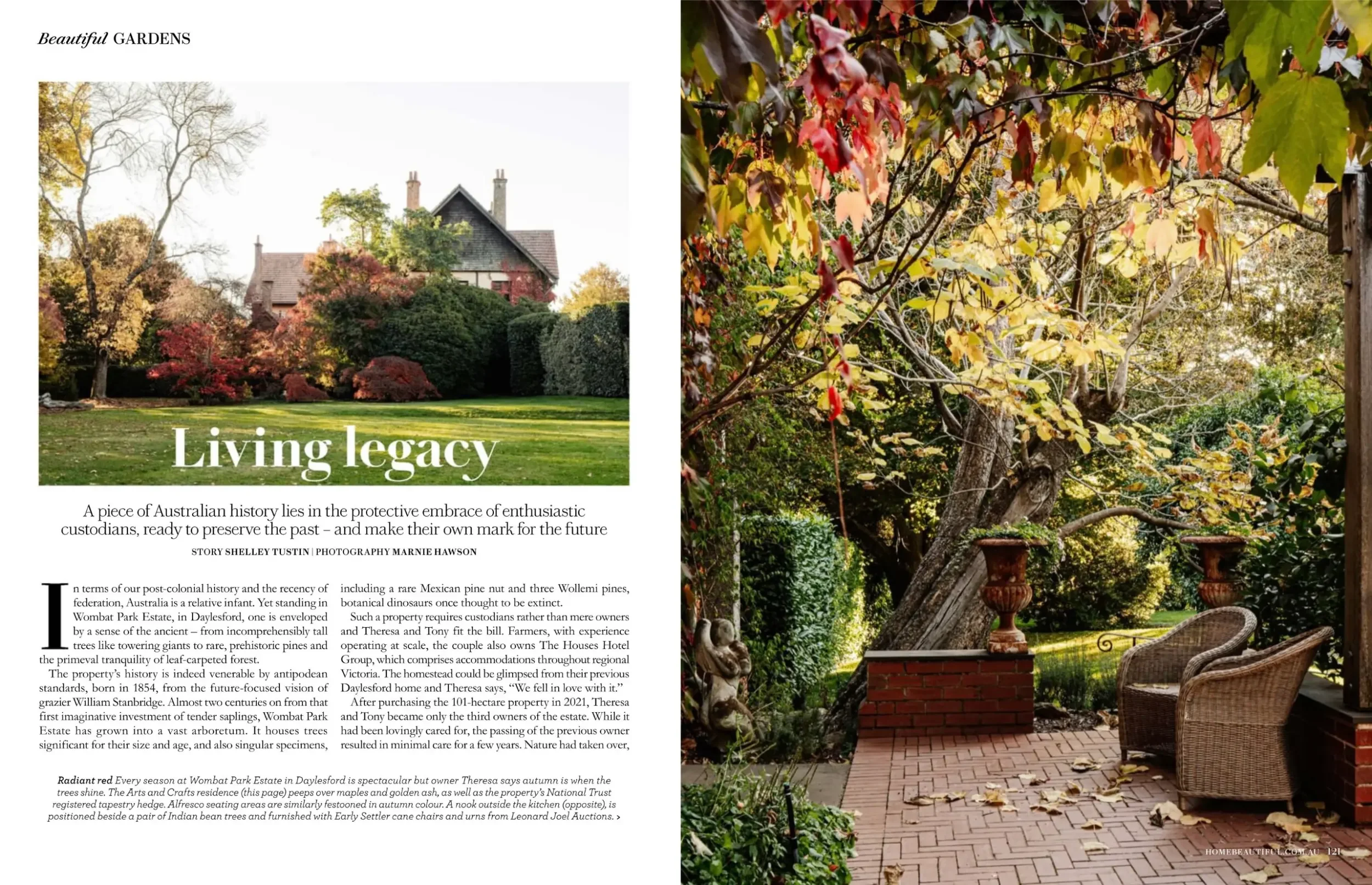 Home Beautiful spread titled Living Legacy on the Wombat Park garden