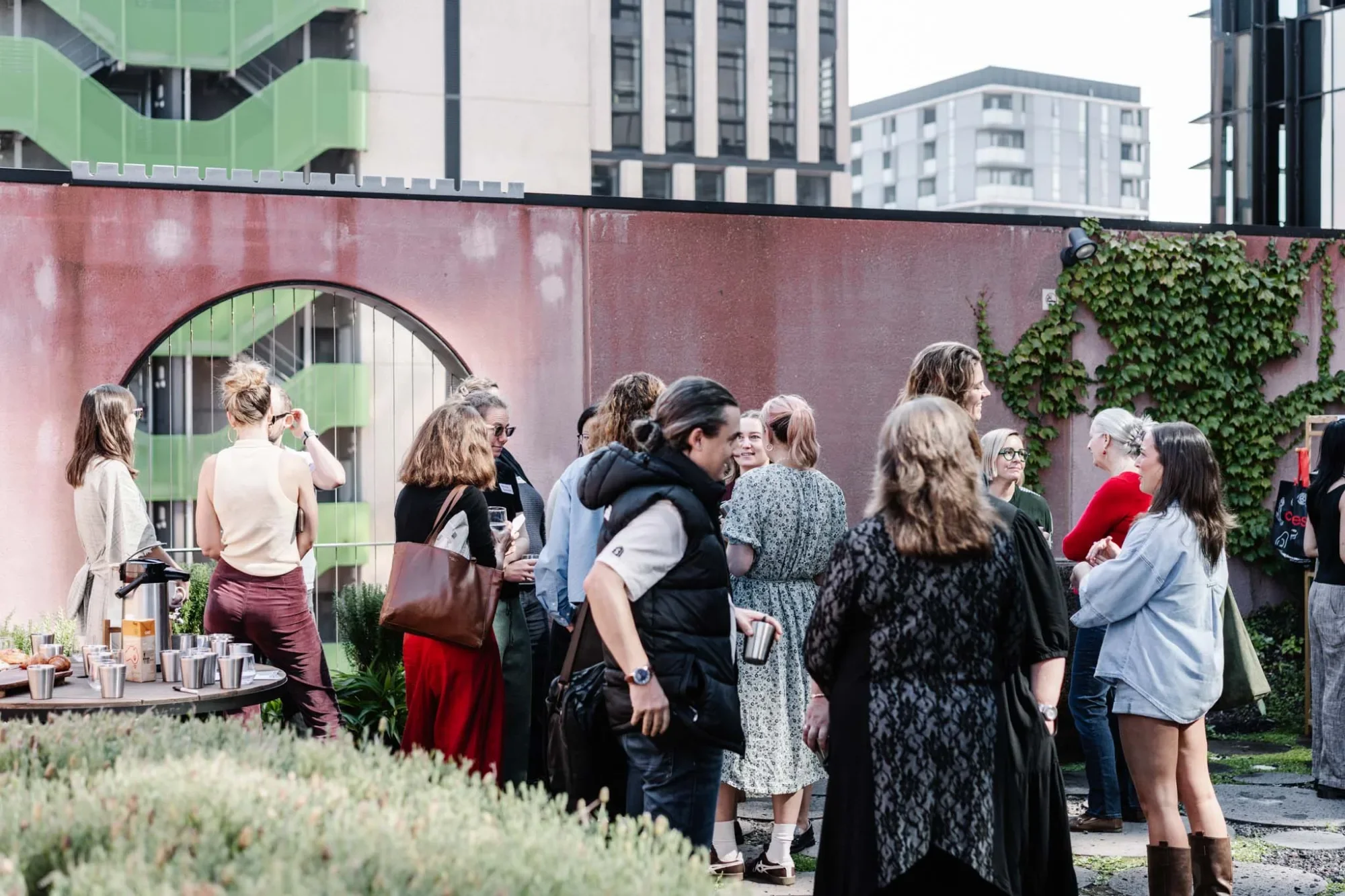 People gathered at an event at The Commons co-working space in Collingwood
