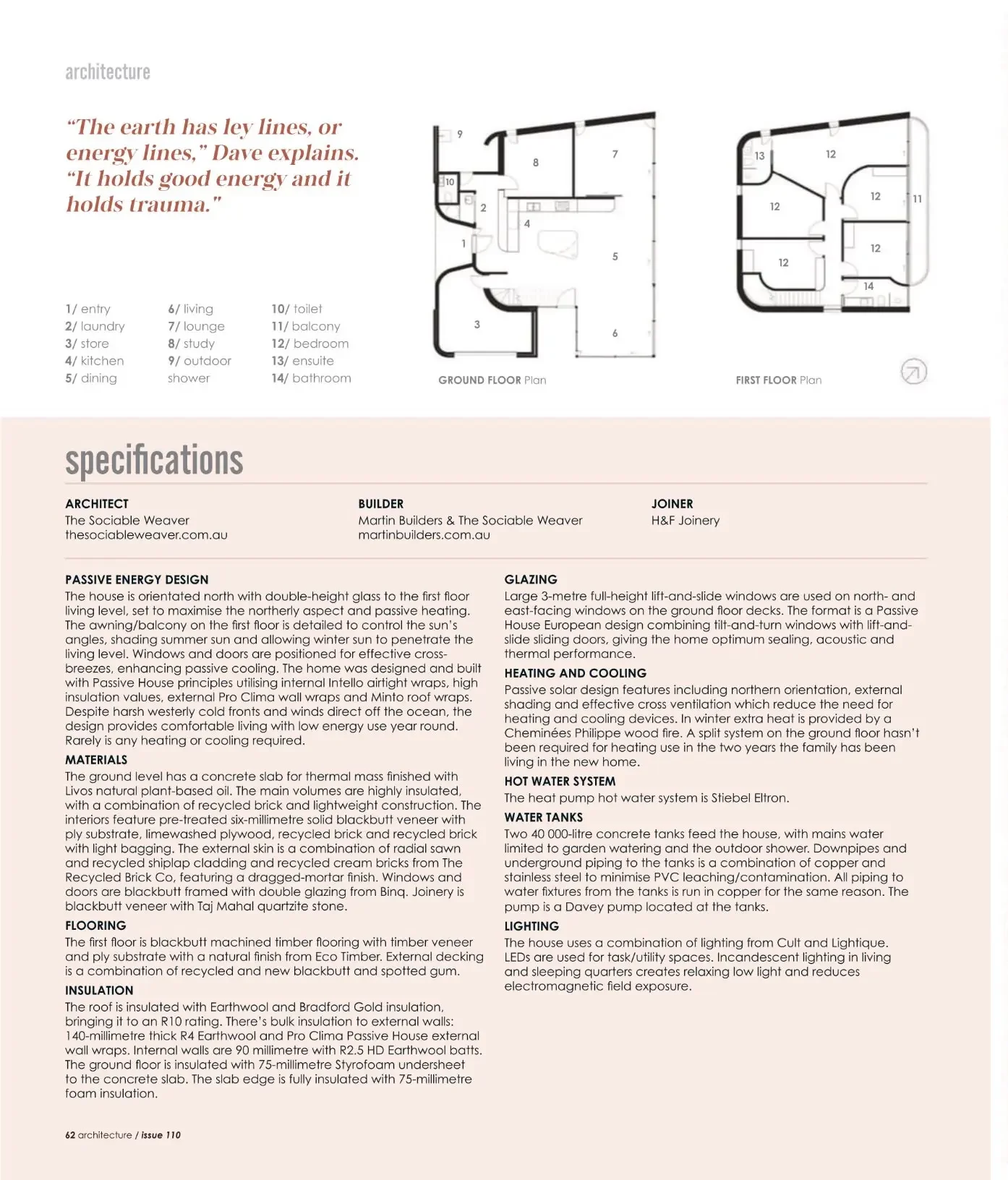 Green magazine page with the Solara floor plan and specifications