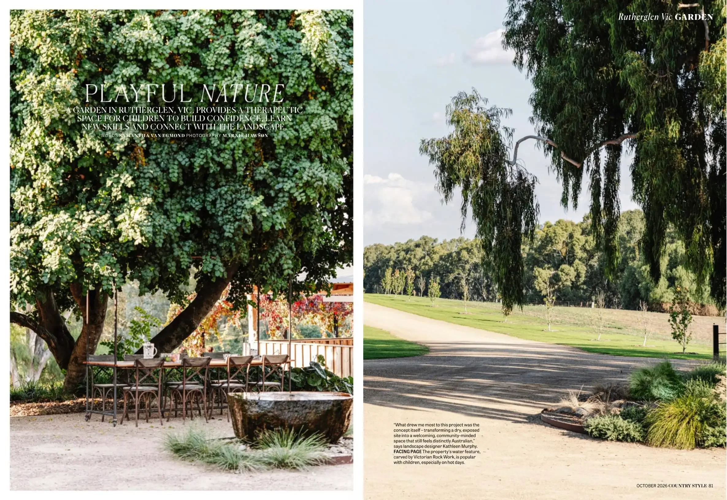 Country Style spread on the Quondong garden with a large tree