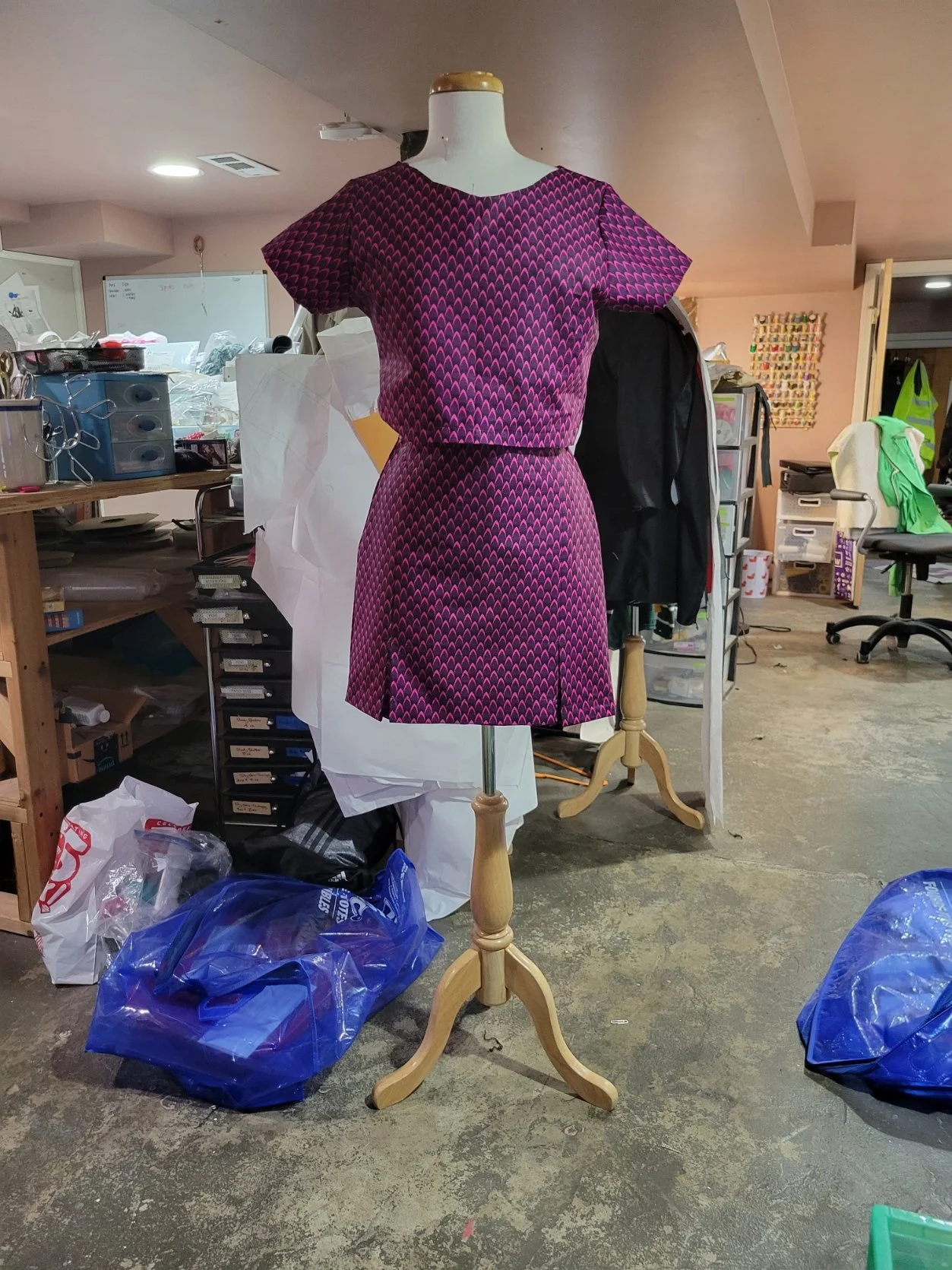 Custom top and skirt for client. Used existing top and shirt she had for pattern
