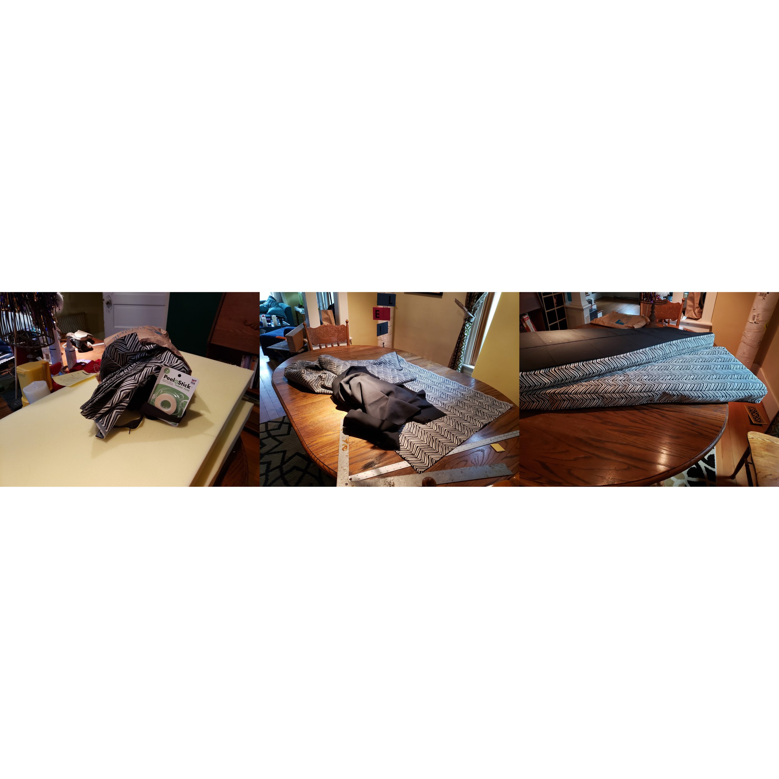 Before, during and after on custom cushion cover