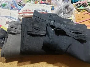 shortening and re-hemming jeans