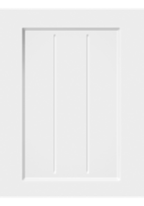 White 2pac kitchen cabinet door with a raised panel Settler Planked Door design