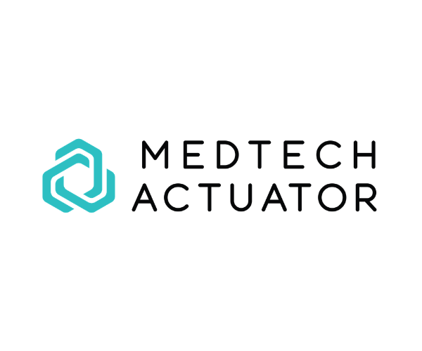 Medtech Actuator logo with a teal geometric icon and black text