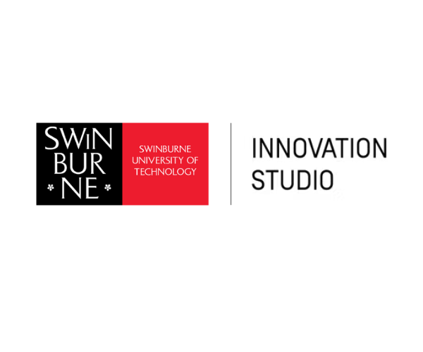Logo of Swinburne University of Technology Innovation Studio with black, red, and white colors.