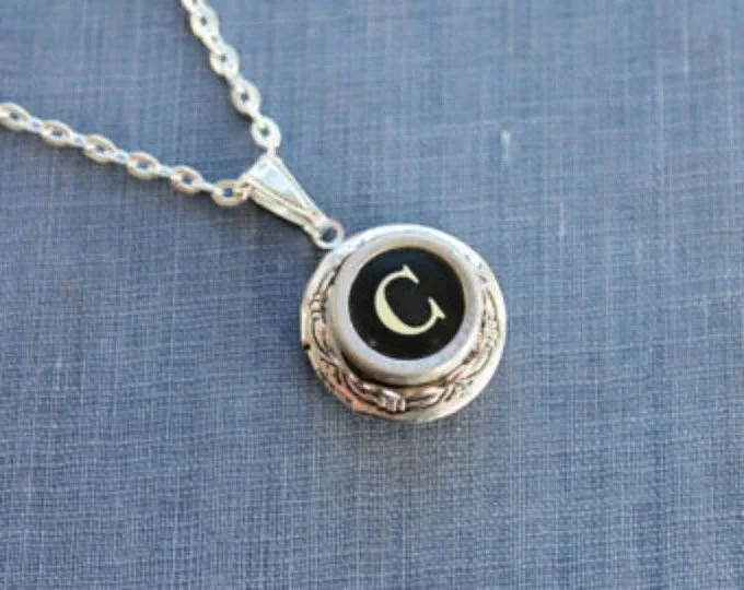 Typewriter Key Locket Necklace