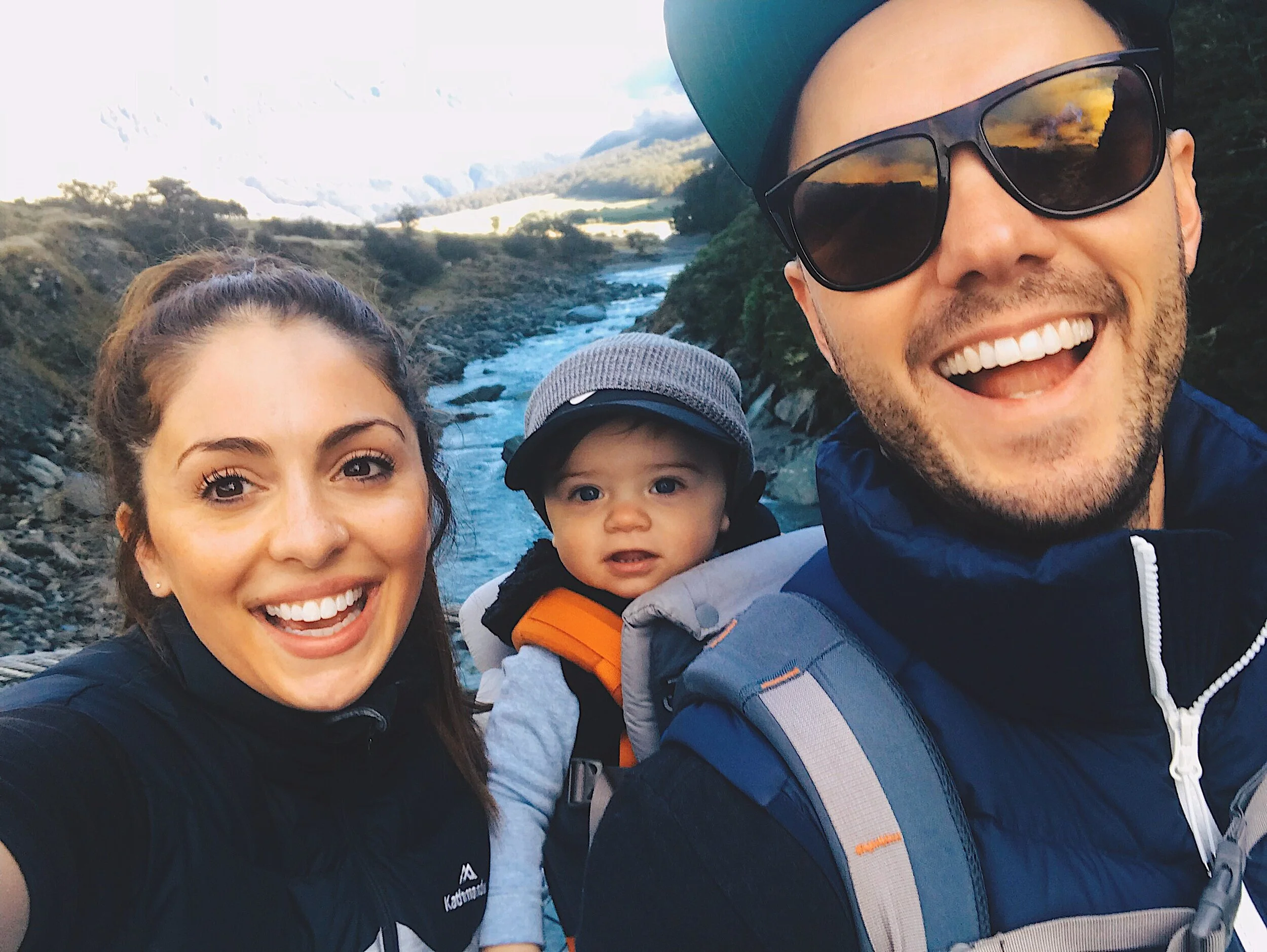 Luke pictured with his wife Ashleigh and son Ollie.