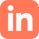 LinkedIn logo with a coral background and white text