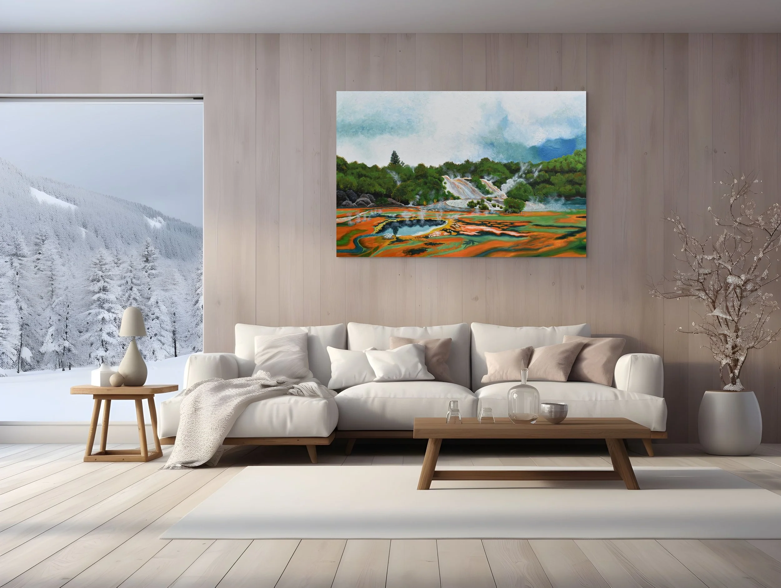 Orange Wonderland Abstract Original Acrylic on Stretched Canvas