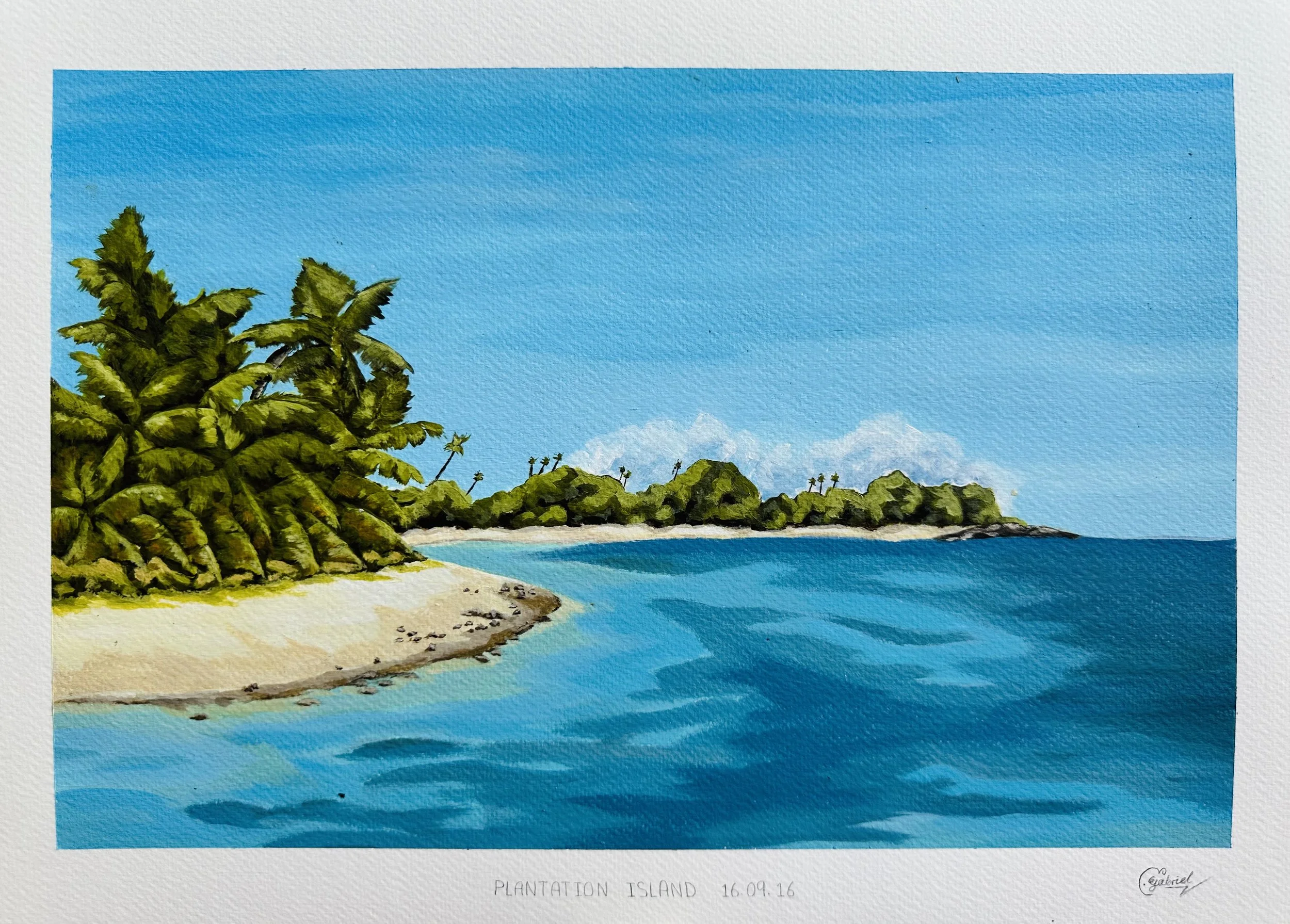Blue Water Serenity Plantation Island - Unframed print
