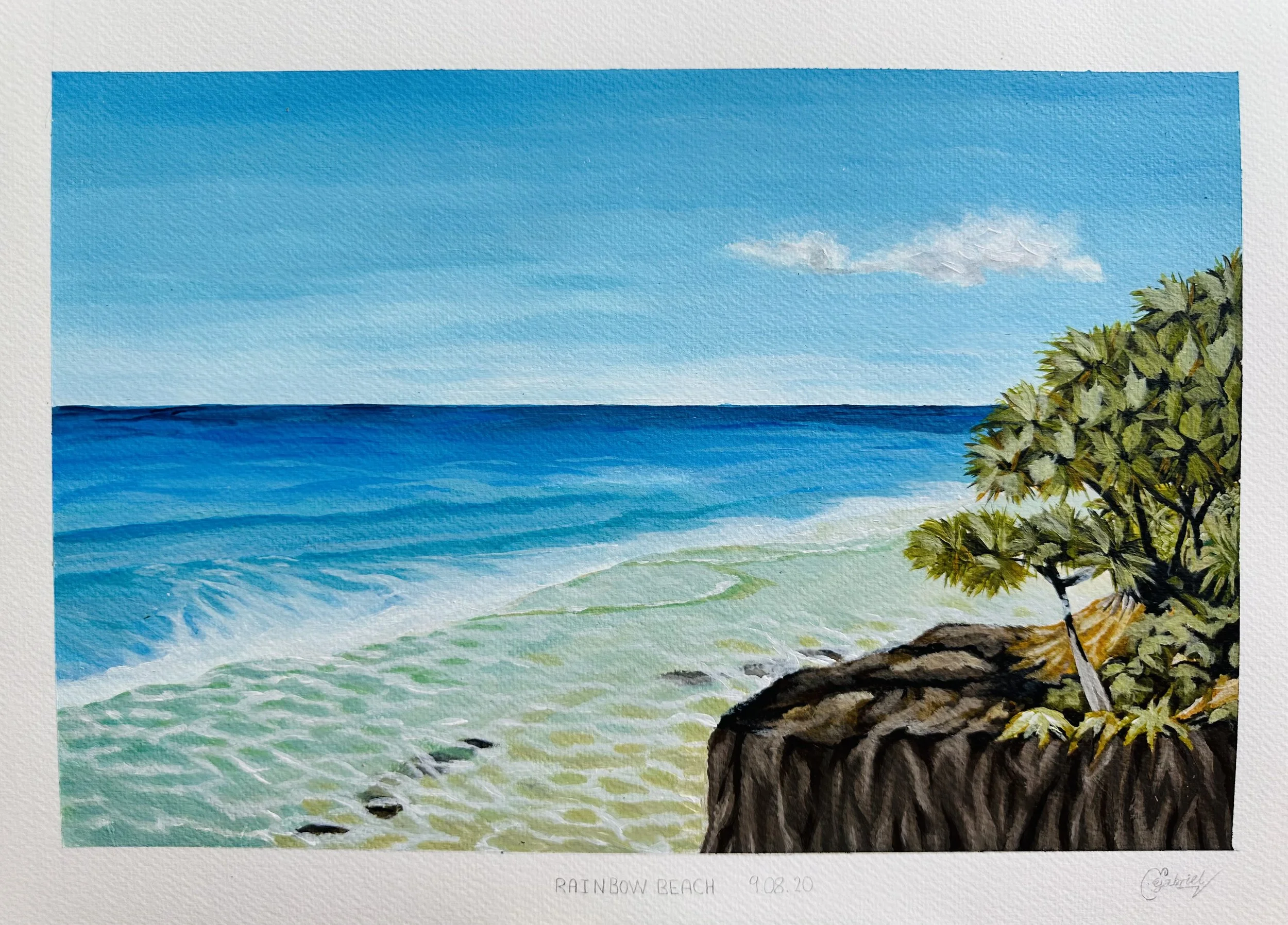 Blue Water Serenity Rainbow Beach  - Unframed print